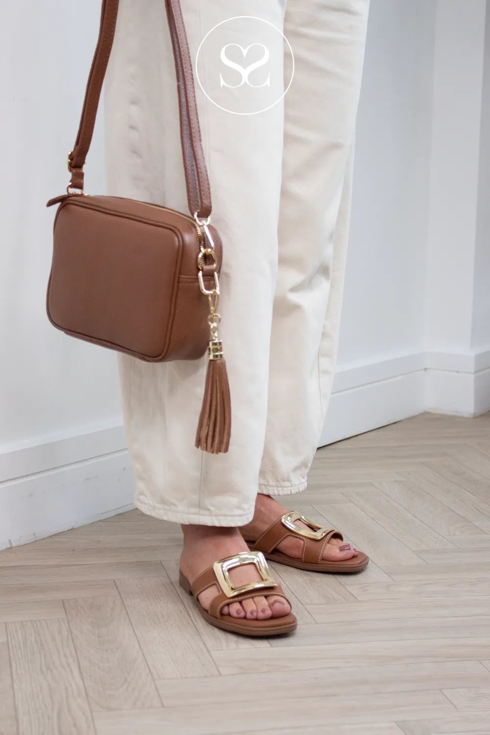 Oh My Sandals Tan Flat Slider Sandals 5820