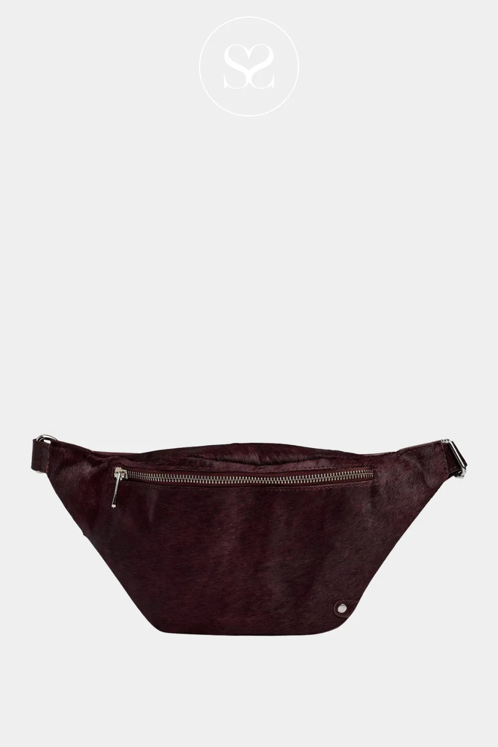 DEPECHE BURGUNDY LEATHER COW HAIR CROSSBODY BUMBAG 16394