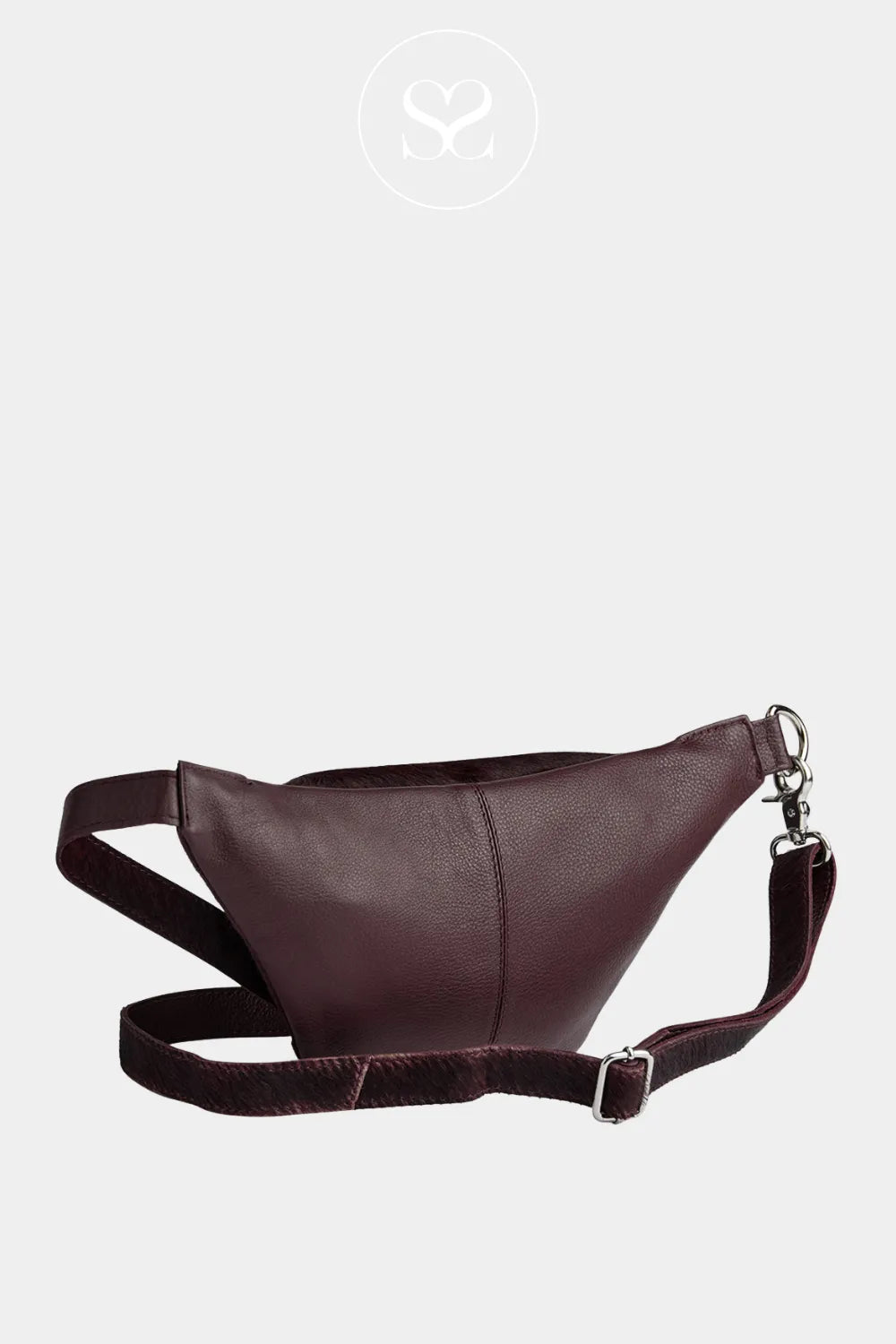 DEPECHE BURGUNDY LEATHER COW HAIR CROSSBODY BUMBAG 16394 ireland