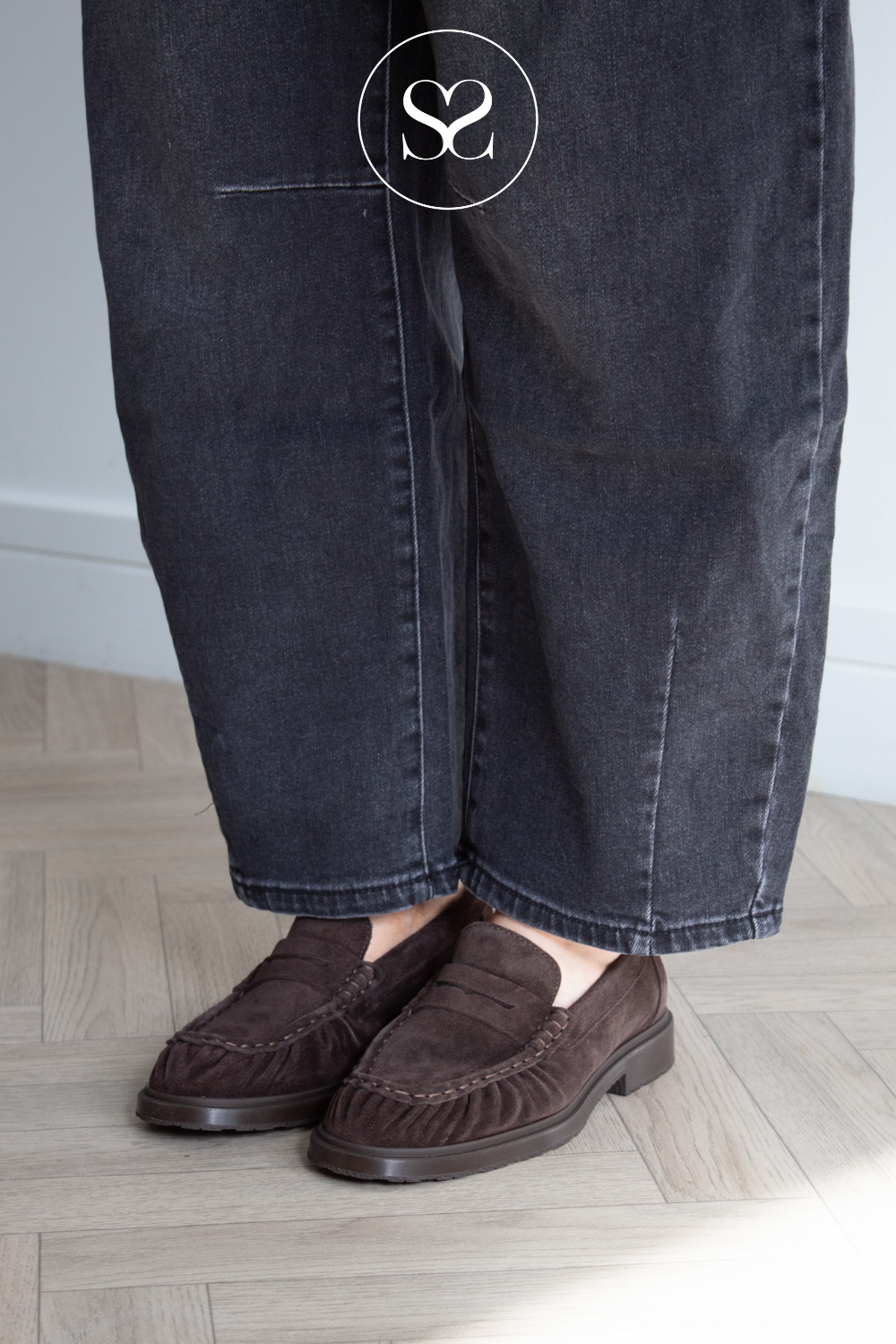Wonders Chocolate Brown Suede Moccasin Loafers - B-9170