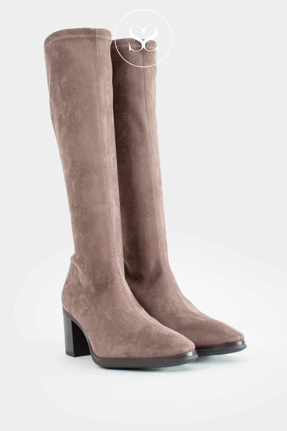 Miss Elastic Brown Suede Knee high boots 