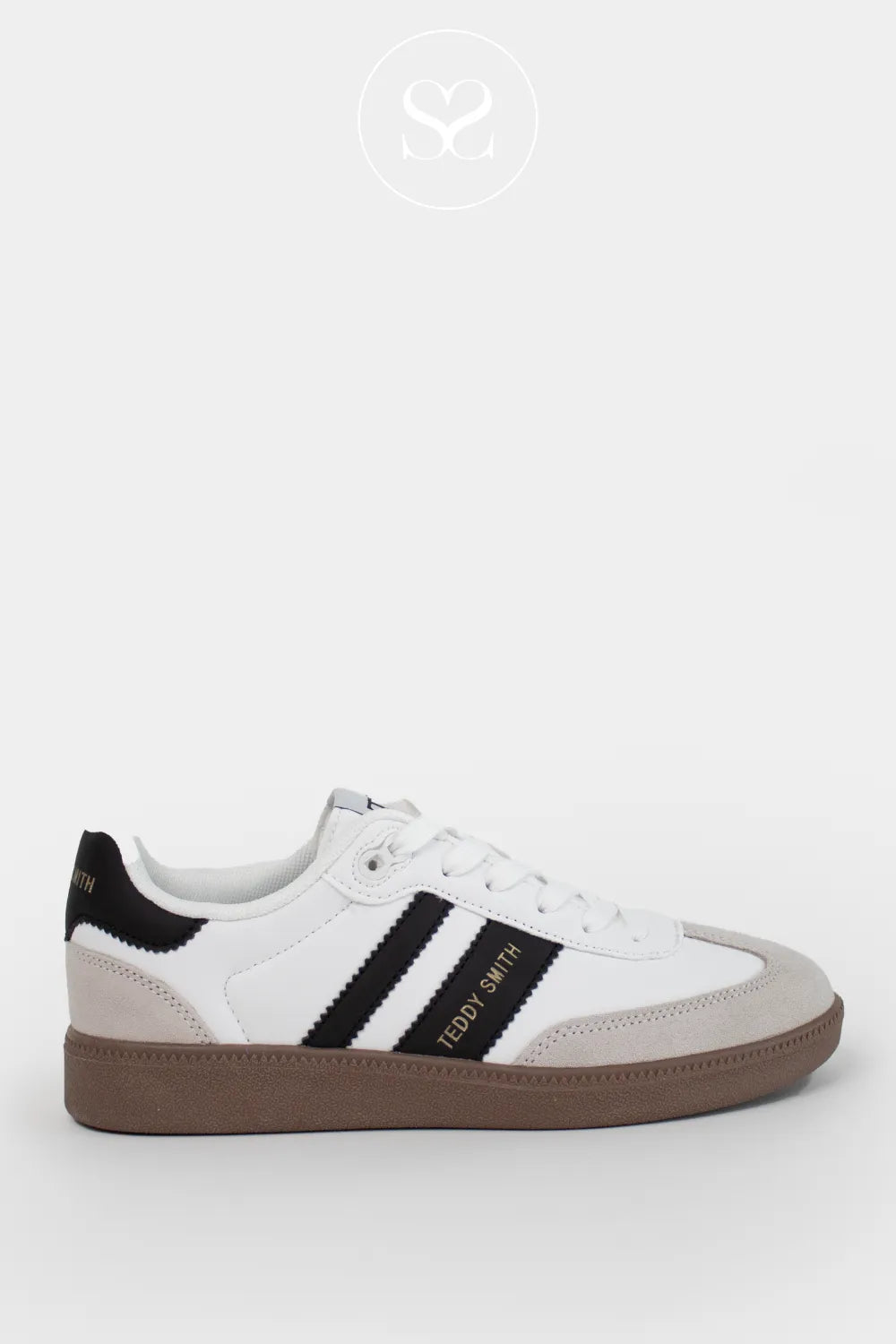 TEDDY SMITH WHITE/BLACK SPORTY RETRO TRAINERS 120204