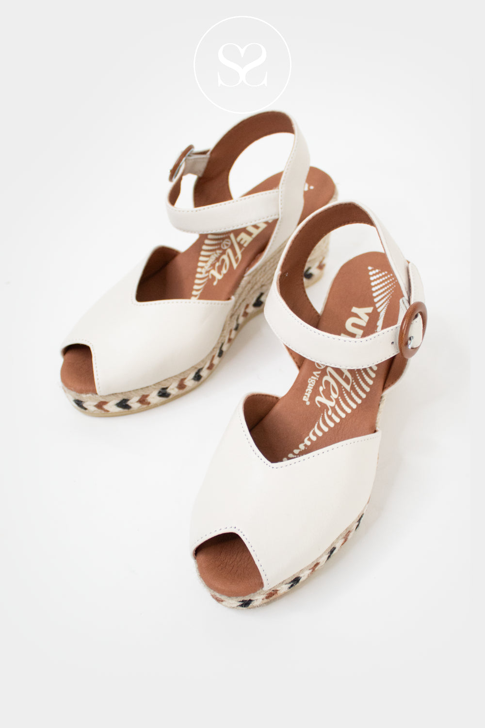 Viguera Cream Platform Wedge Sandals 2317