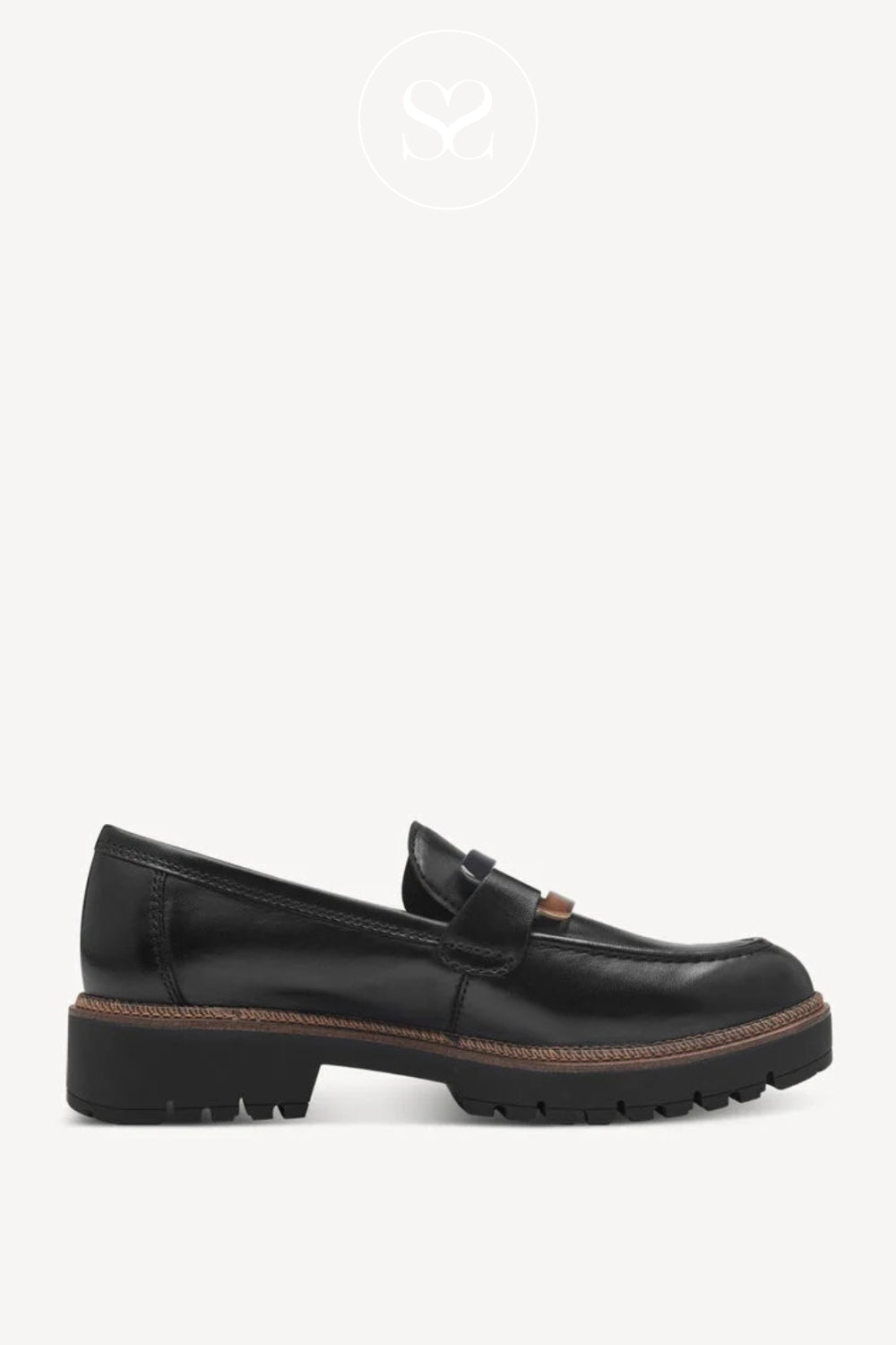 Tamaris Black Leather Chunky Loafers 1-24722-43 Ireland