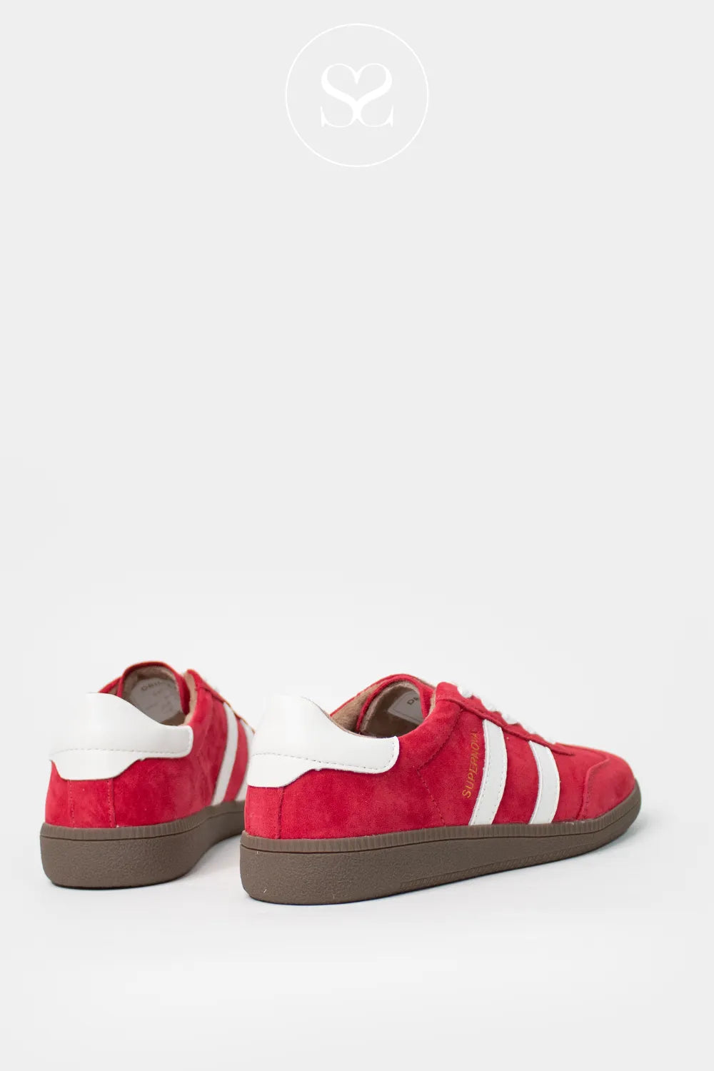 Drilleys Red And White Trainers - Sixty Four Lace-up style with red toe cap and white double side stripe for a sporty finish