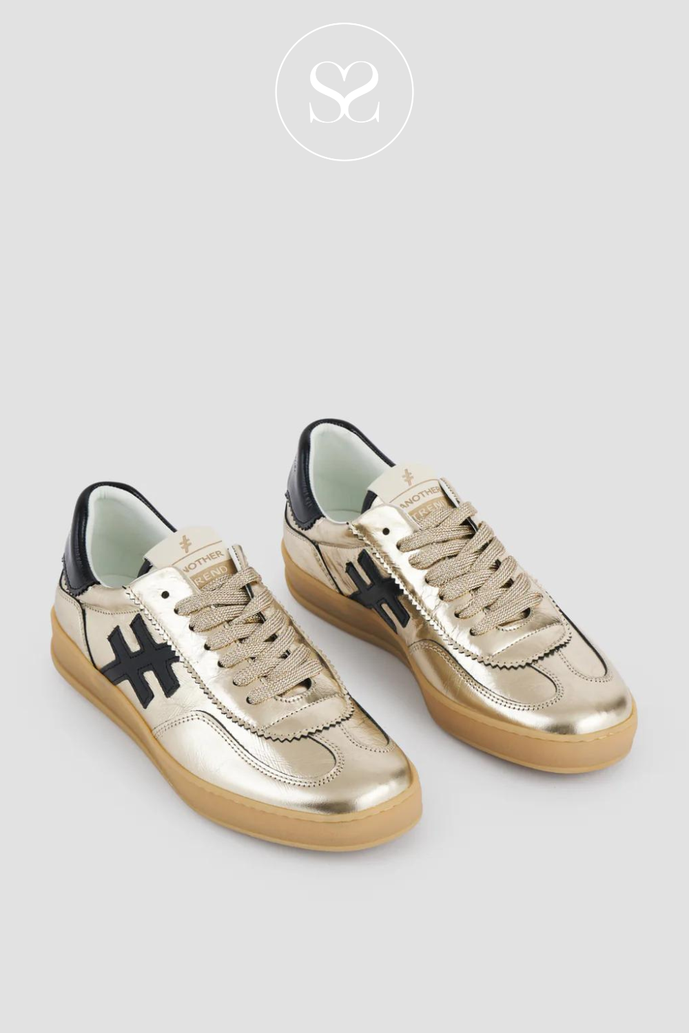 ANOTHER TREND ICONIC GOLD AND BLACK METALLIC LEATHER TRAINER