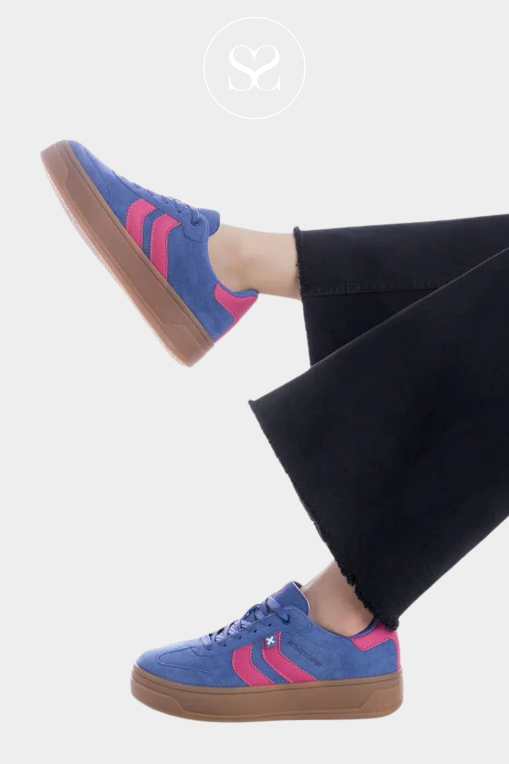 XTI BLUE AND PINK CHUNKY PLATFORM TRAINERS 144586
