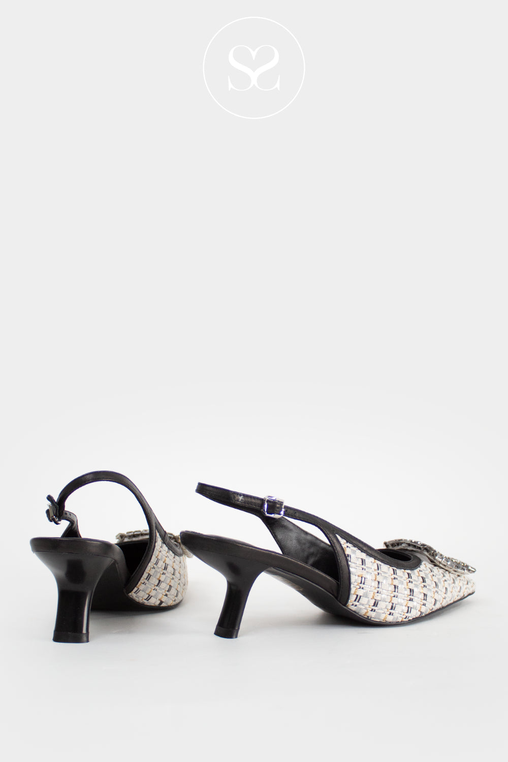 Lodi Black Woven Slingback - A-Cefeo