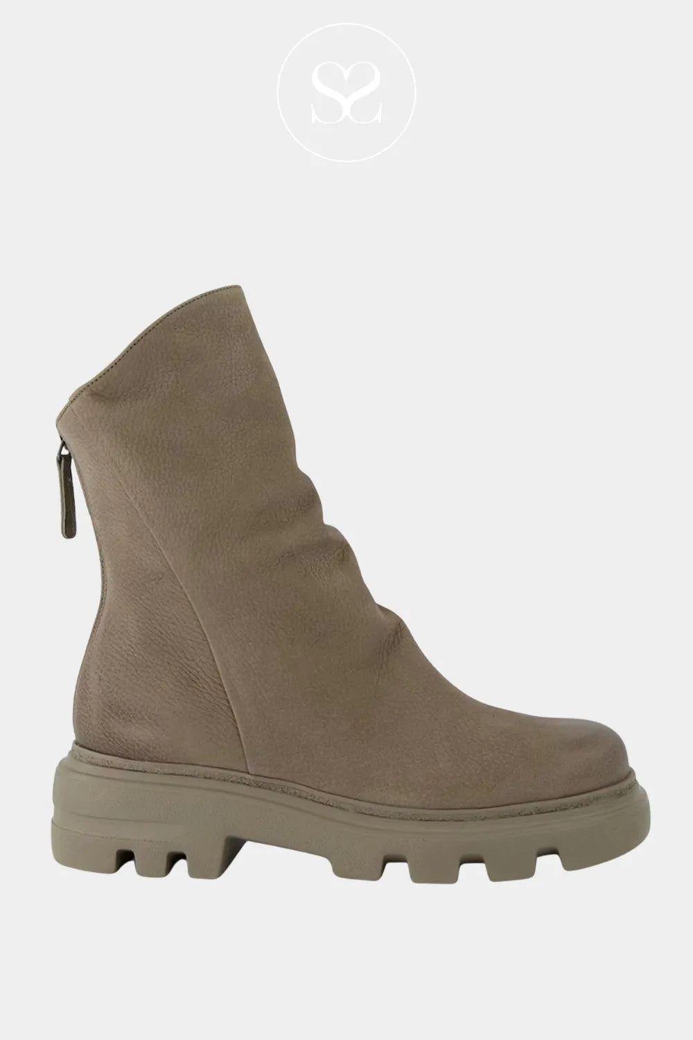 PAUL GREEN TAUPE NUBUCK BOOT - 8253