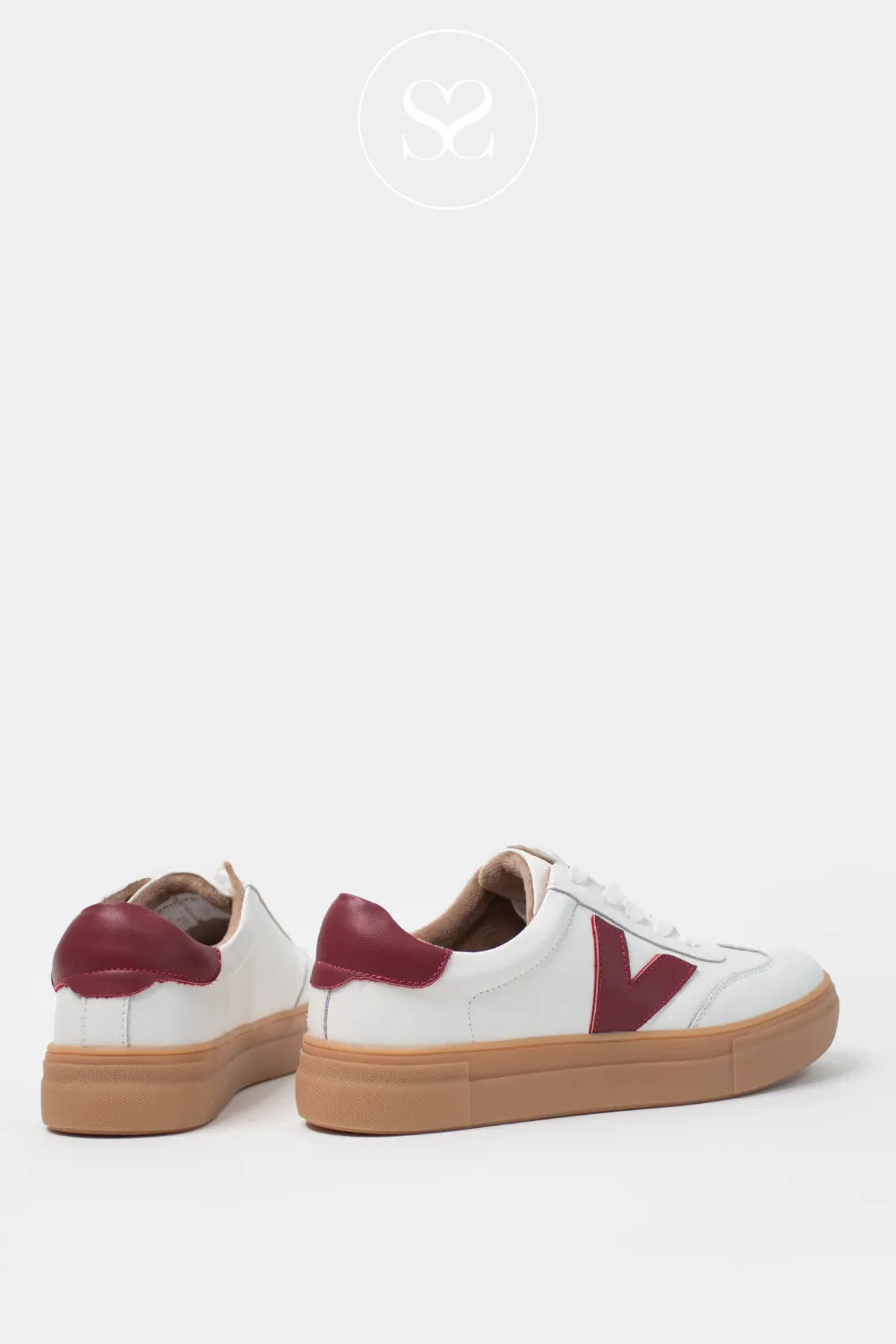 DRILLEYS OFF-WHITE & BURGUNDY PLATFORM TRAINERS - NINETY