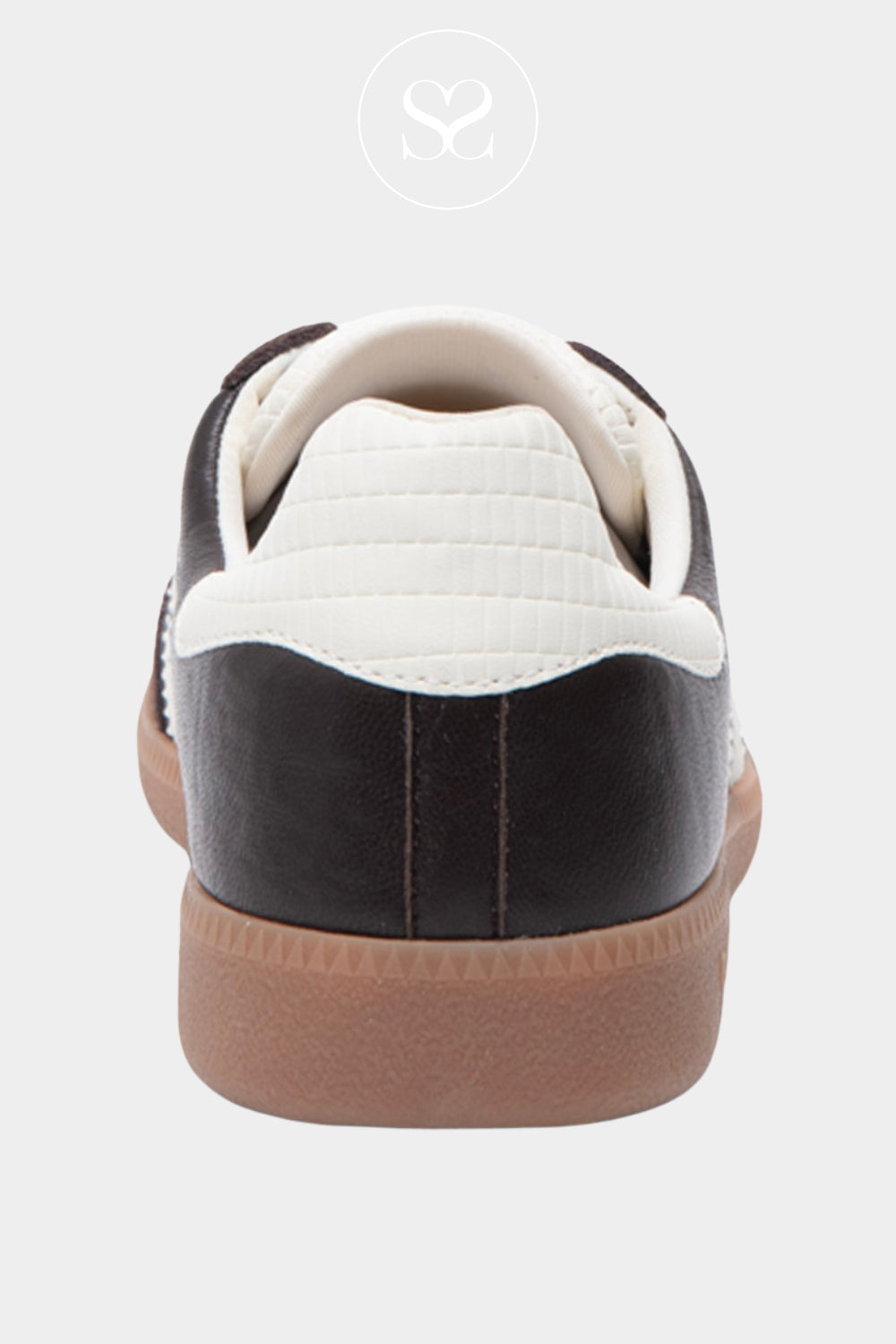 BACK 70 BROWN LEATHER LOW PROFILE TRAINER WITH WHITE ACCENTS - IRELAND