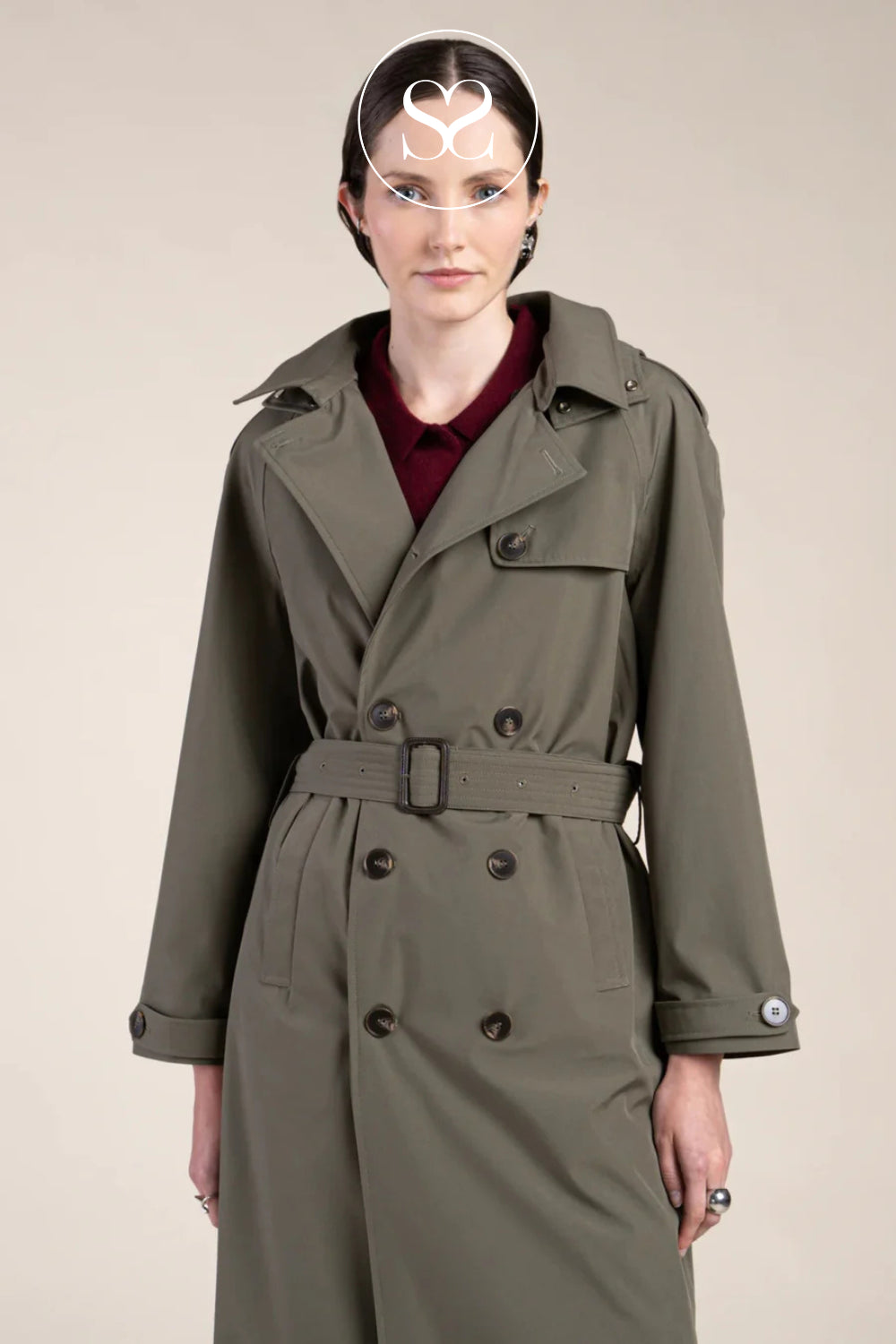 Flotte Khaki Waterproof Hooded Trench Coat -  Montaigne