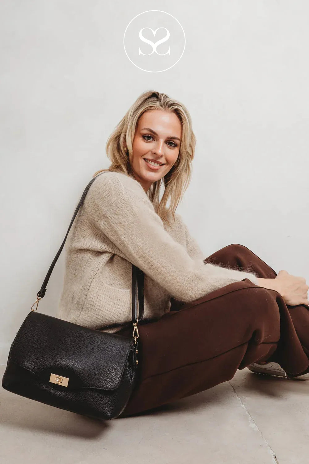 ELIE BEAUMONT - CROSSBODY/SHOULDER BAG - TWIST LARGE BLACK
