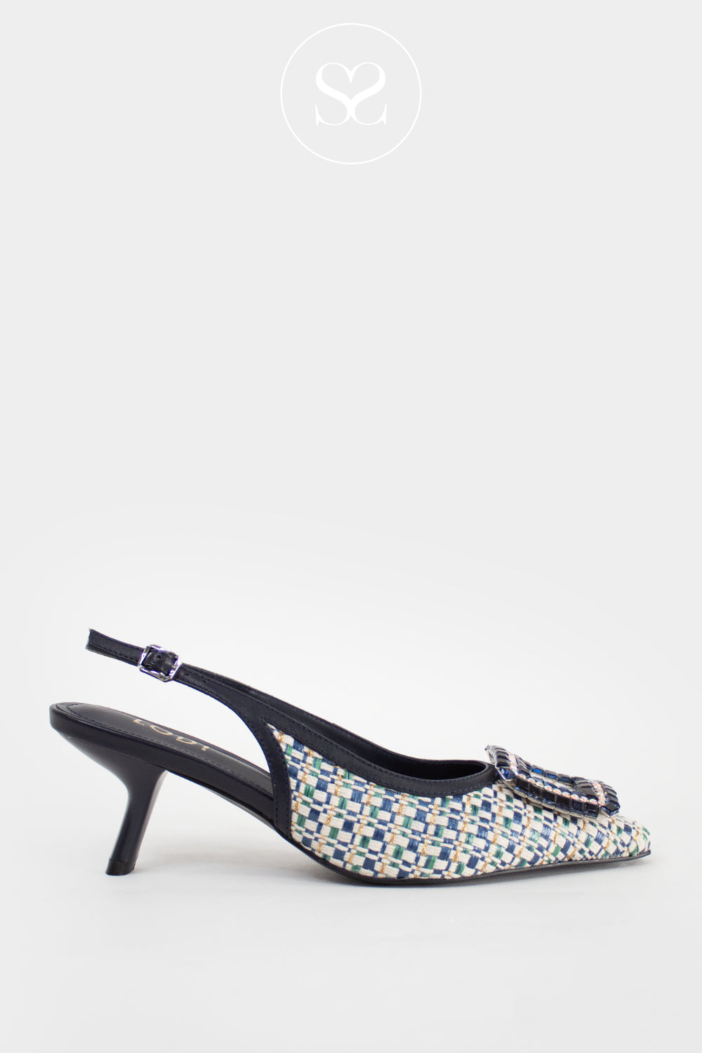Lodi Navy Woven Slingback - A-Cefeo Ireland