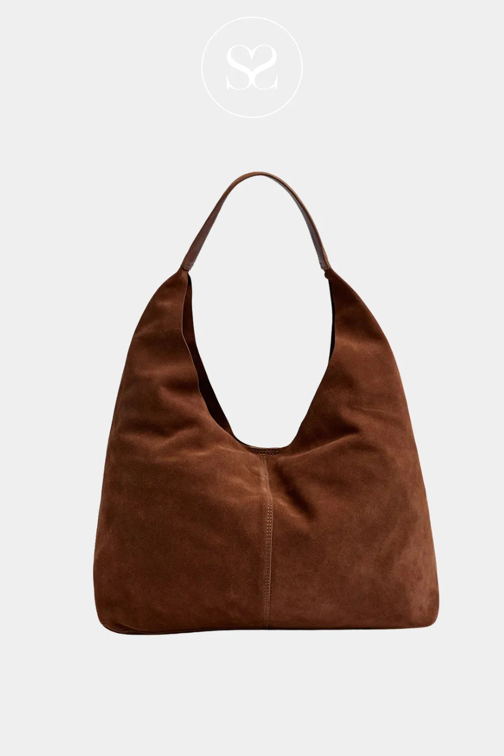 DEPECHE TAN SUEDE SHOPPER HANDBAG - 16644 FOR WOMEN WITH WIDE MOUTH OPENING AND MADE FROM SUEDE