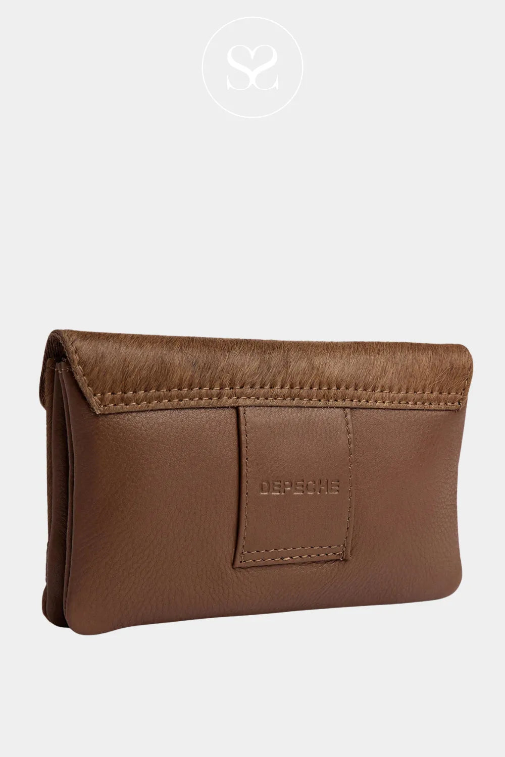 DEPECHE TAN LEATHER PURSE/CARDHOLDER 16396 for women with signature depeche logo on the back of the purse