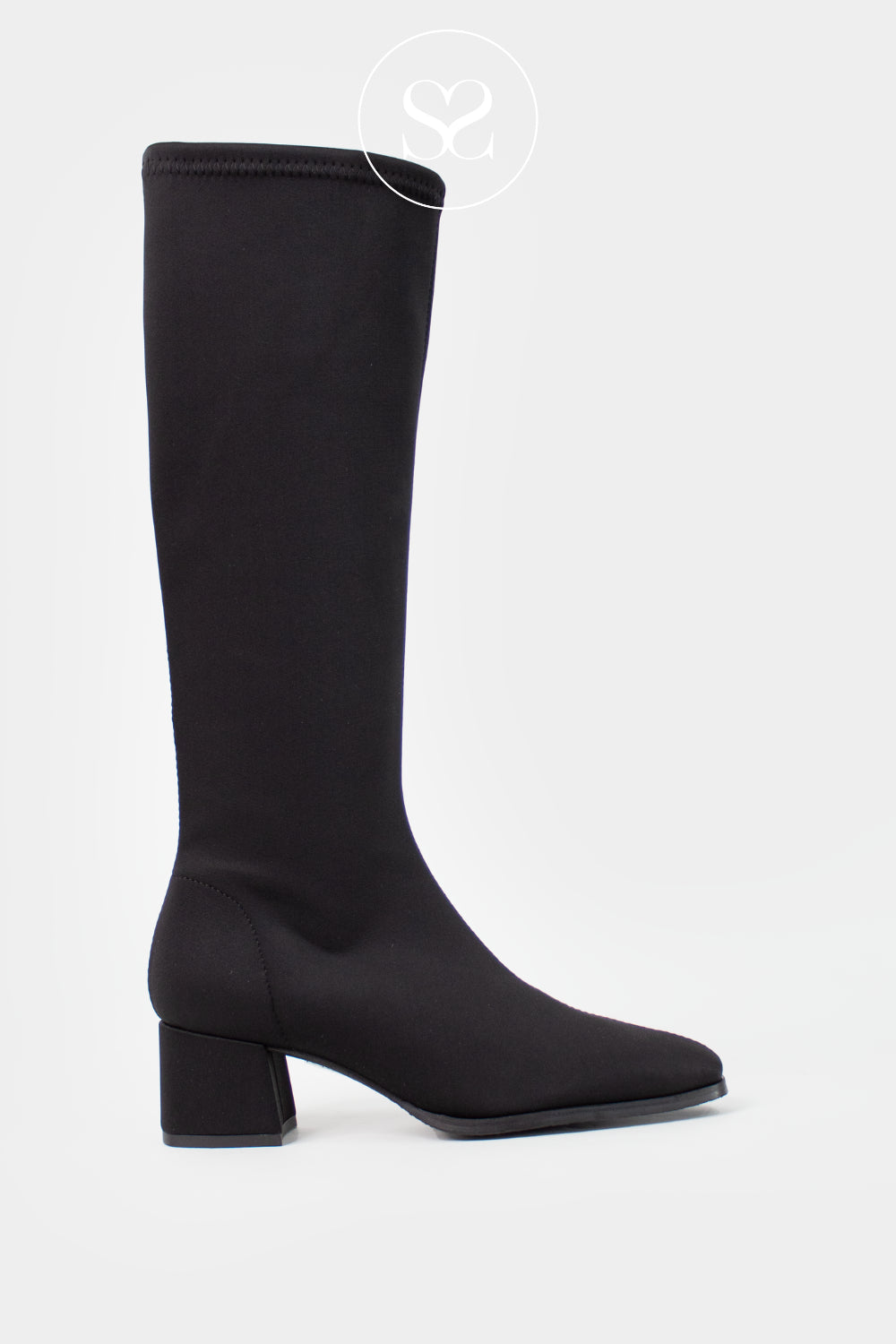 Miss Elastic Black Knee High Sock Boots - 78331