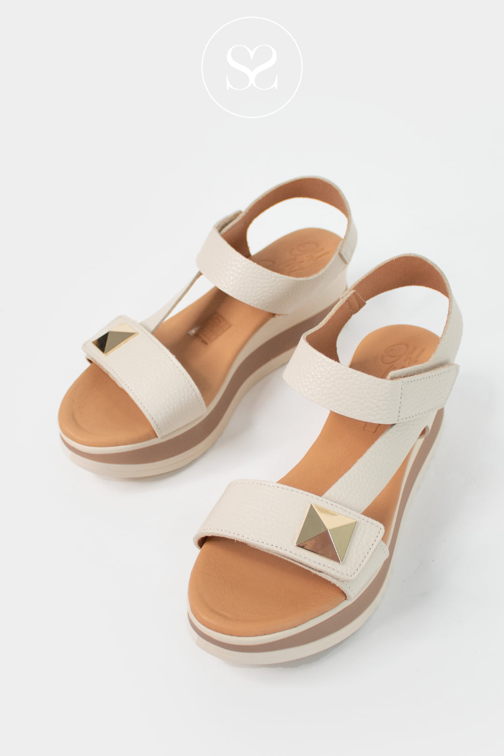 Oh My Sandals Off-White Wedge Sandals 5973