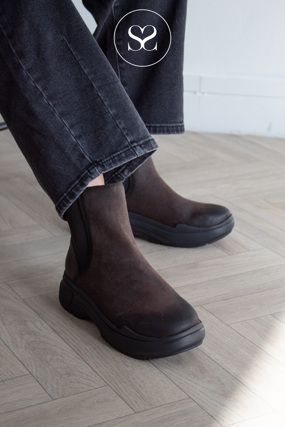 Ash Chocolate Brown Chunky Chelsea Ankle Boot - Nexon