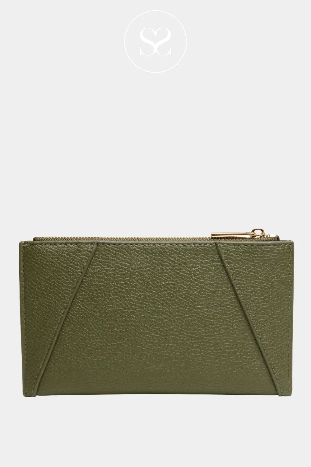 ALICE WHEELER OLIVE GREEN PURSE WITH ZIP AND INTERNAL CARD SPACE- IRELAND 