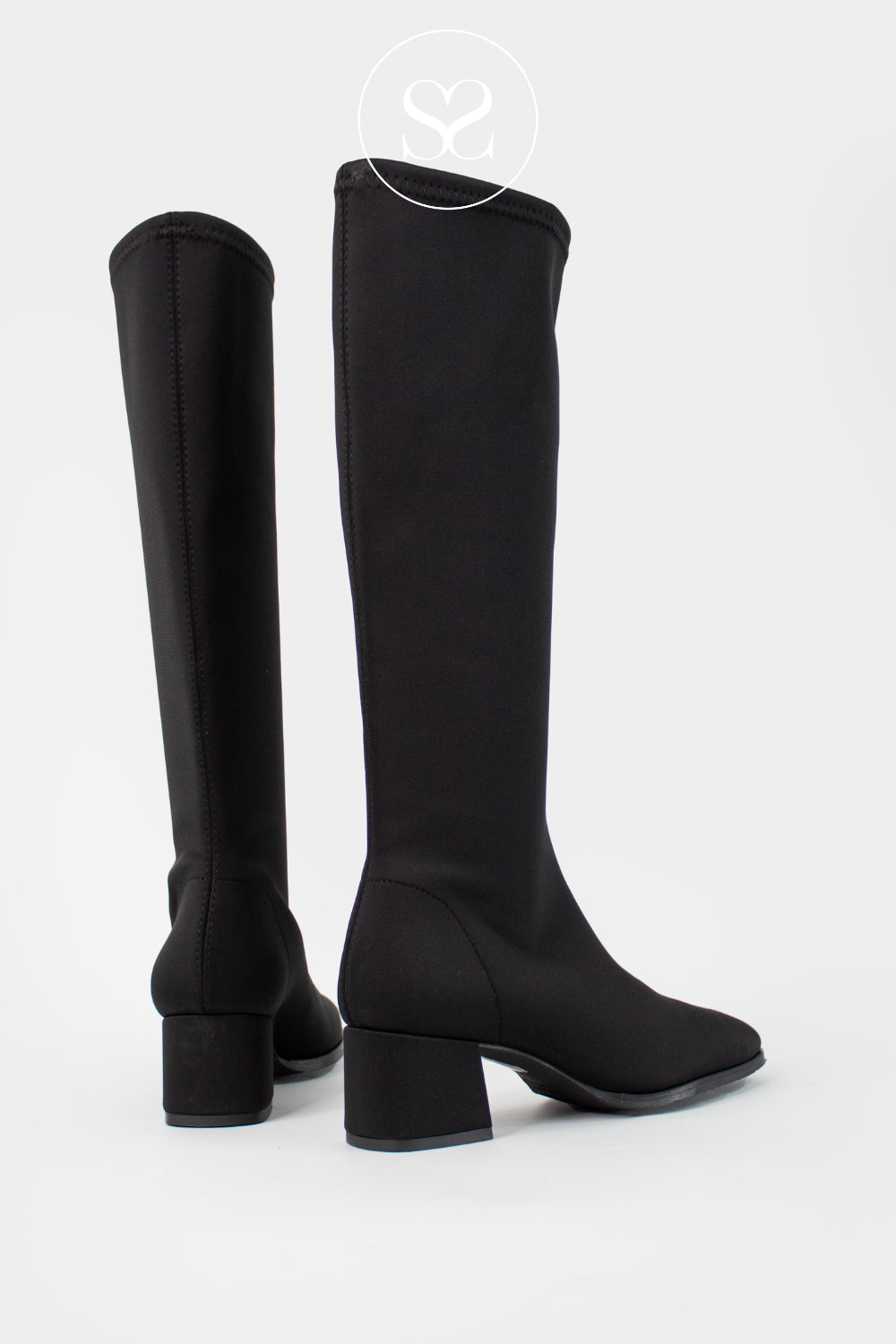 Miss Elastic Black Knee High Sock Boots - 78331