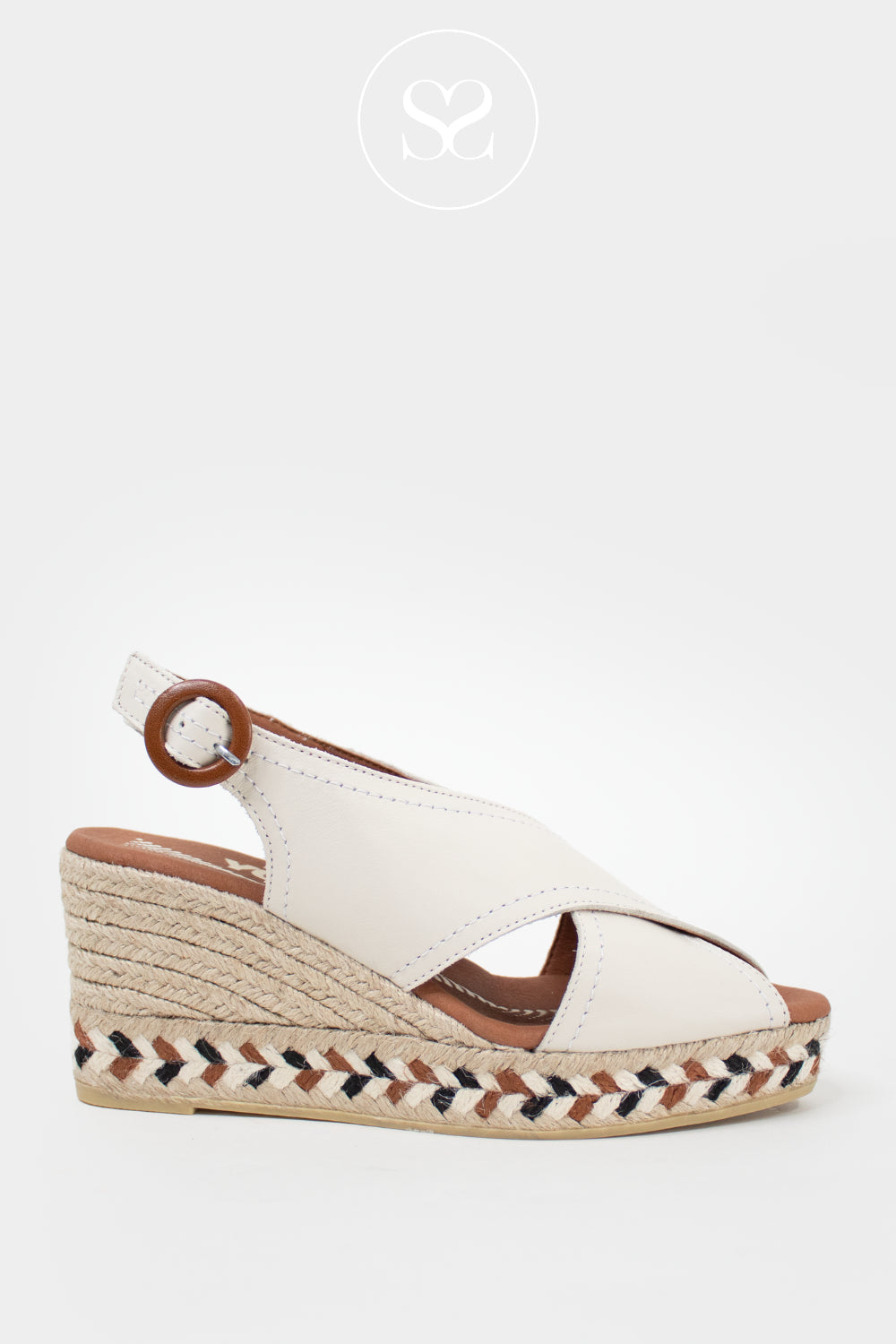 Viguera Cream Platform Wedge Sandals 2318 Ireland