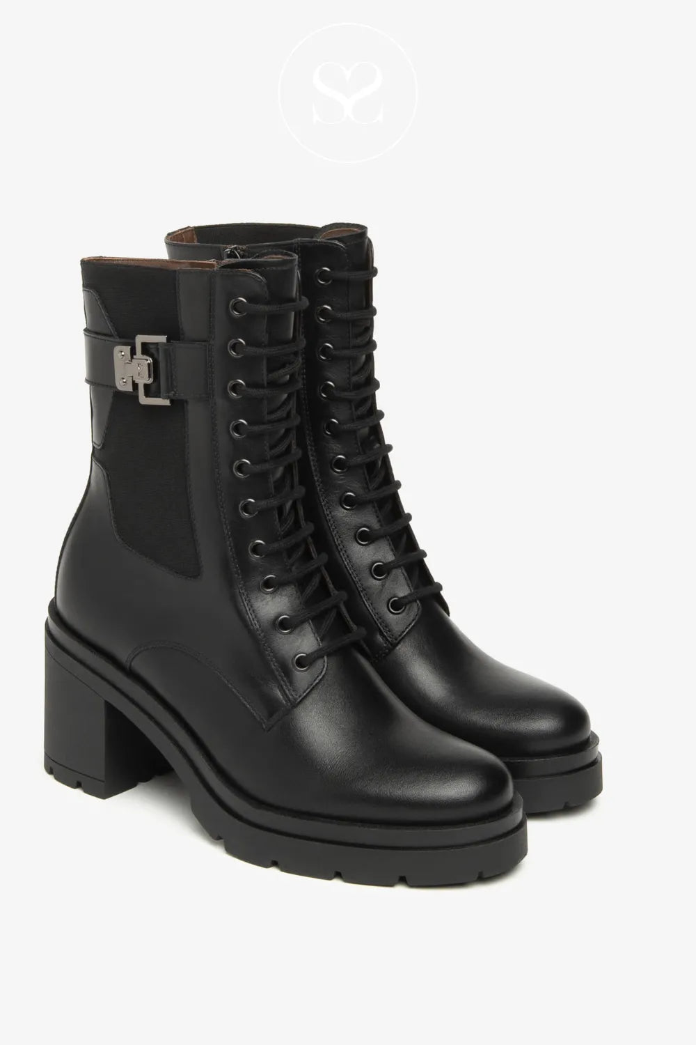 NERO GIARDINI BLACK BLOCK HEEL ANKLE BOOTS I514793D WITH CHUNKY PLATFORM SOLE WITH BLOCK HEEL