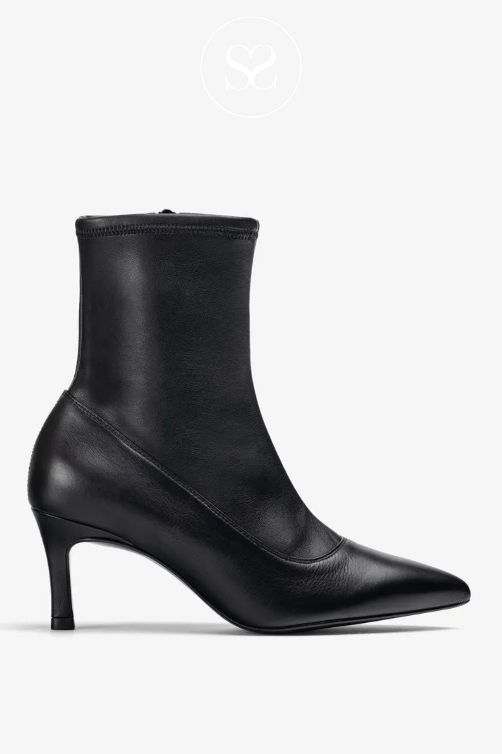 UNISA BLACK LEATHER ANKLE SOCK BOOT FOR WOMEN - LANET