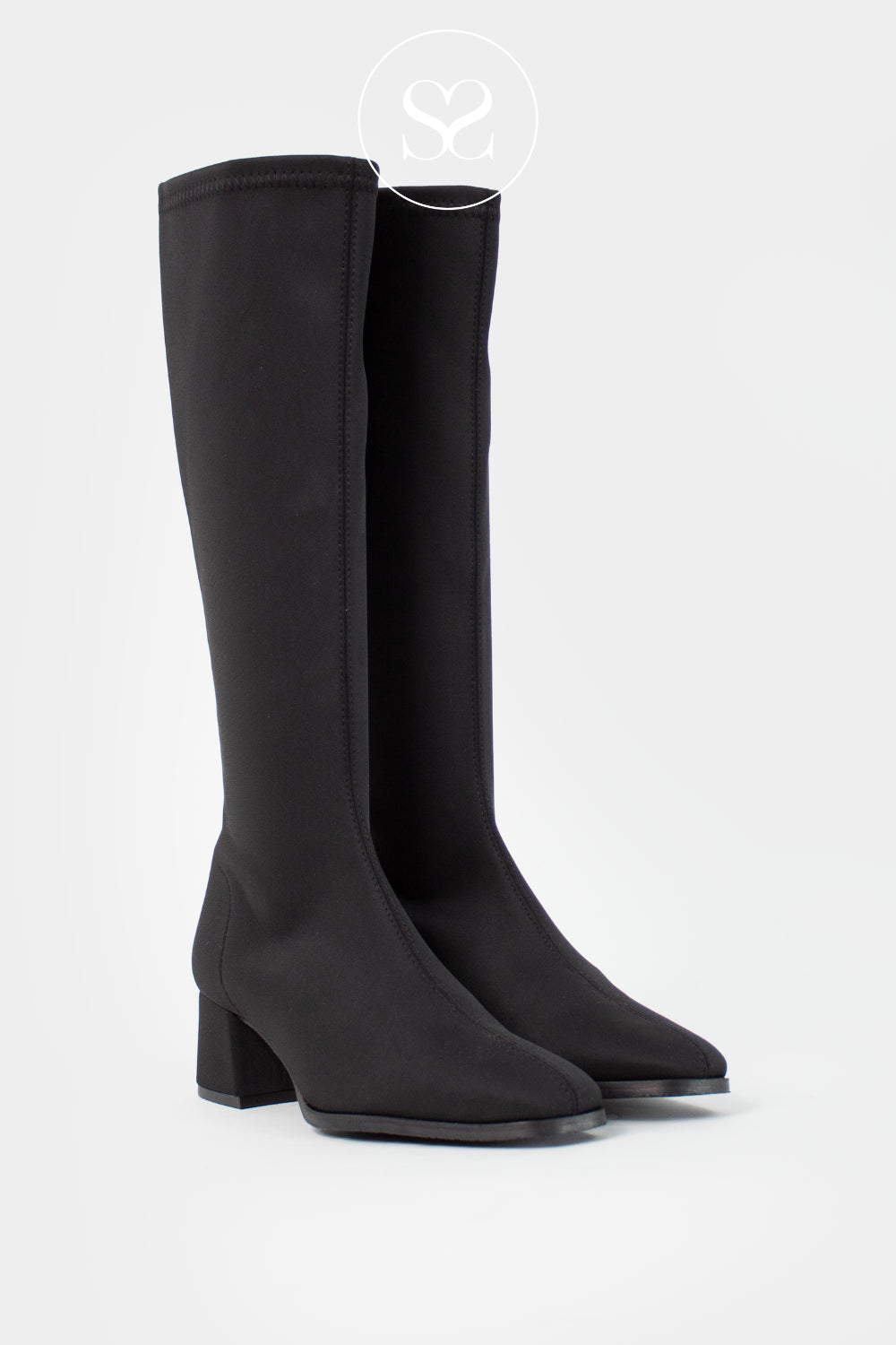 Black Knee High Sock Boots - 78331 - Miss Elastic 