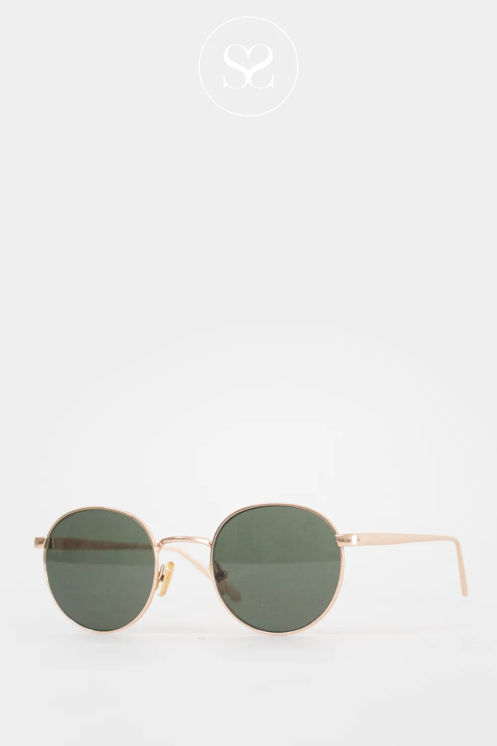Eco Shades Green Rounded Metal Sunglasses - Vang Gold
