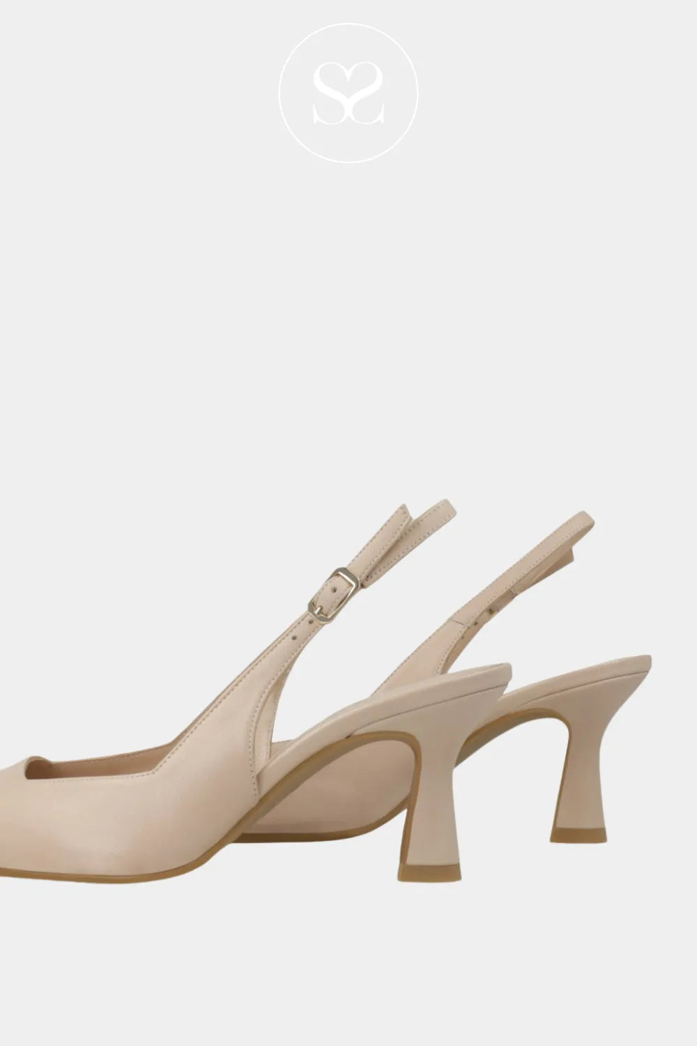 LODI GELINES Nude Leather Pointed Toe Slingback Mid Heel