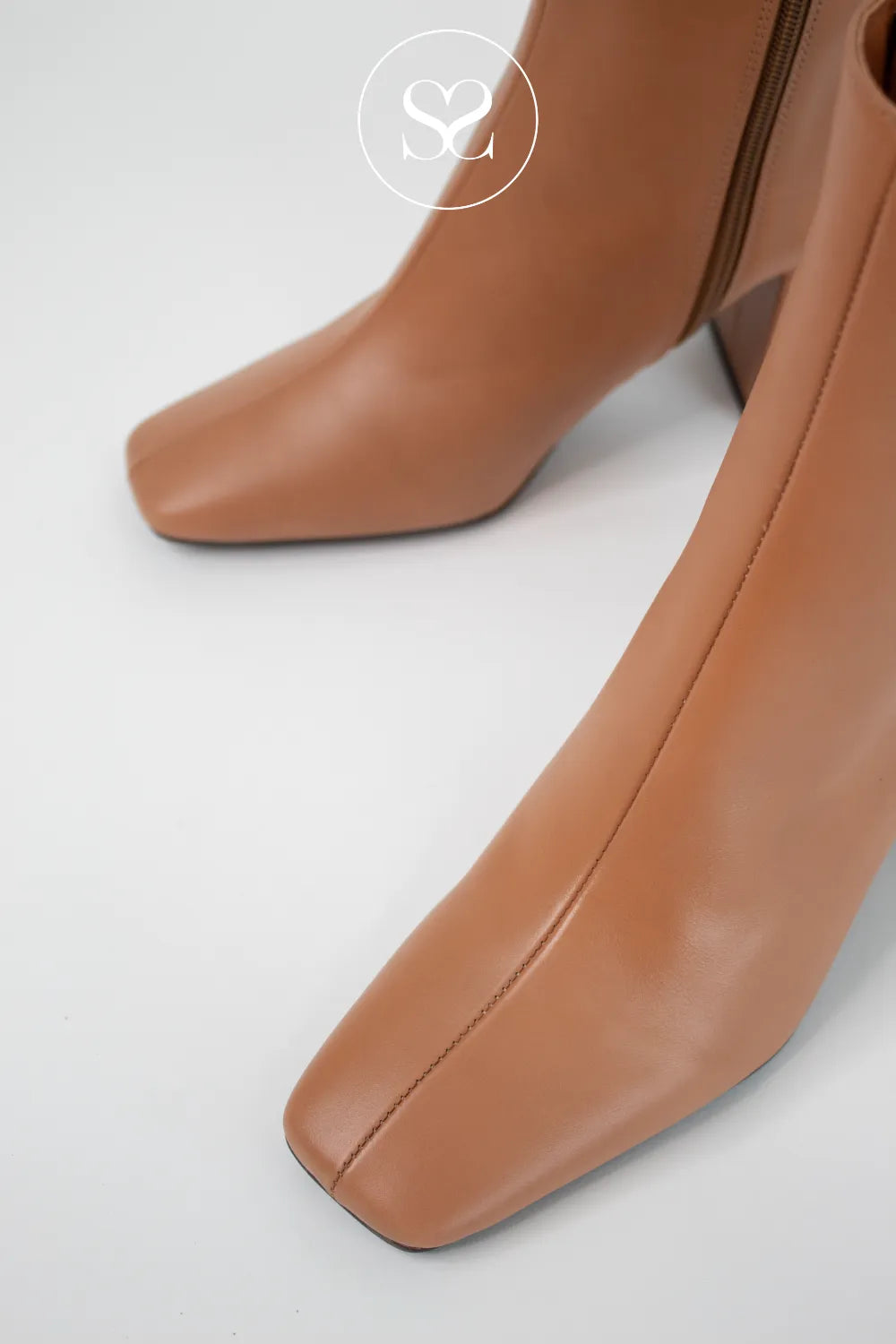 WOMEN'S ANGEL ALARCON CAMEL BLOCK HEELED ANKLE BOOTS - DRIMIA - IRELAND