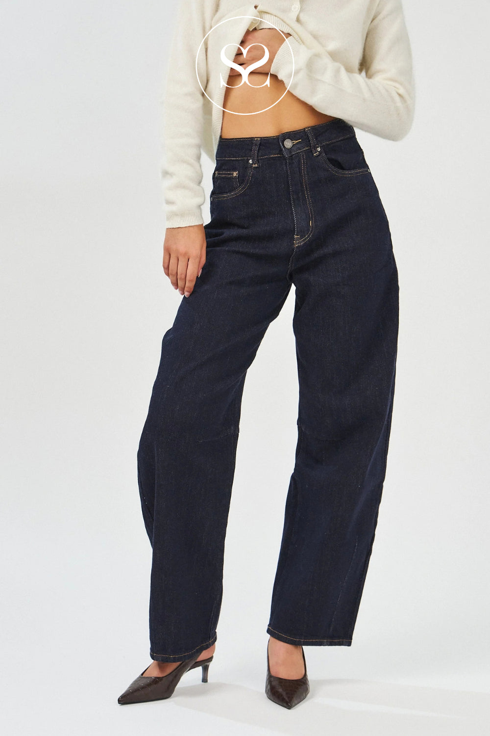 Dark Denim Barrel Jeans - Louisa