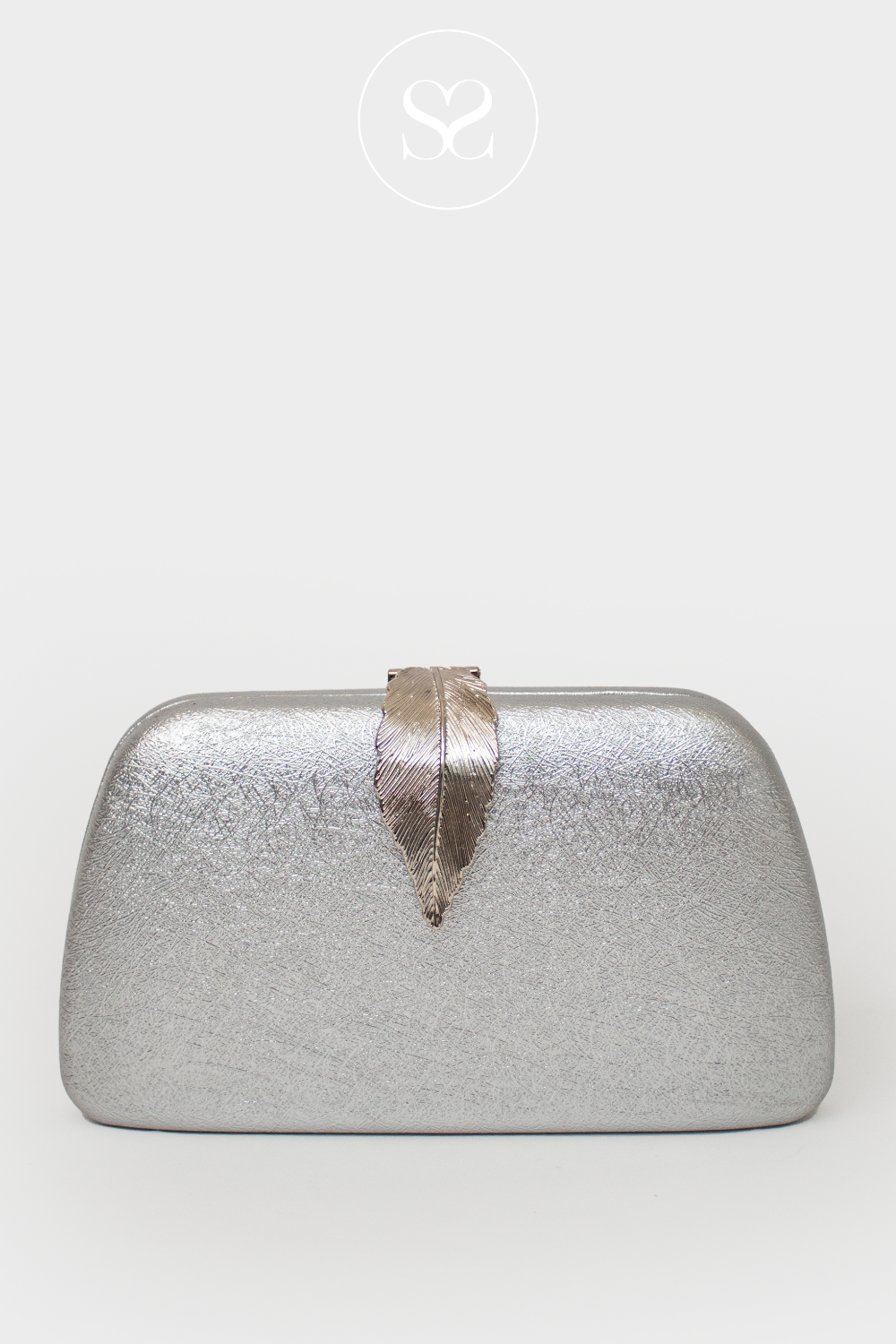 SHENEIL BME600 SILVER LEAF DESIGN CLUTCH BAG