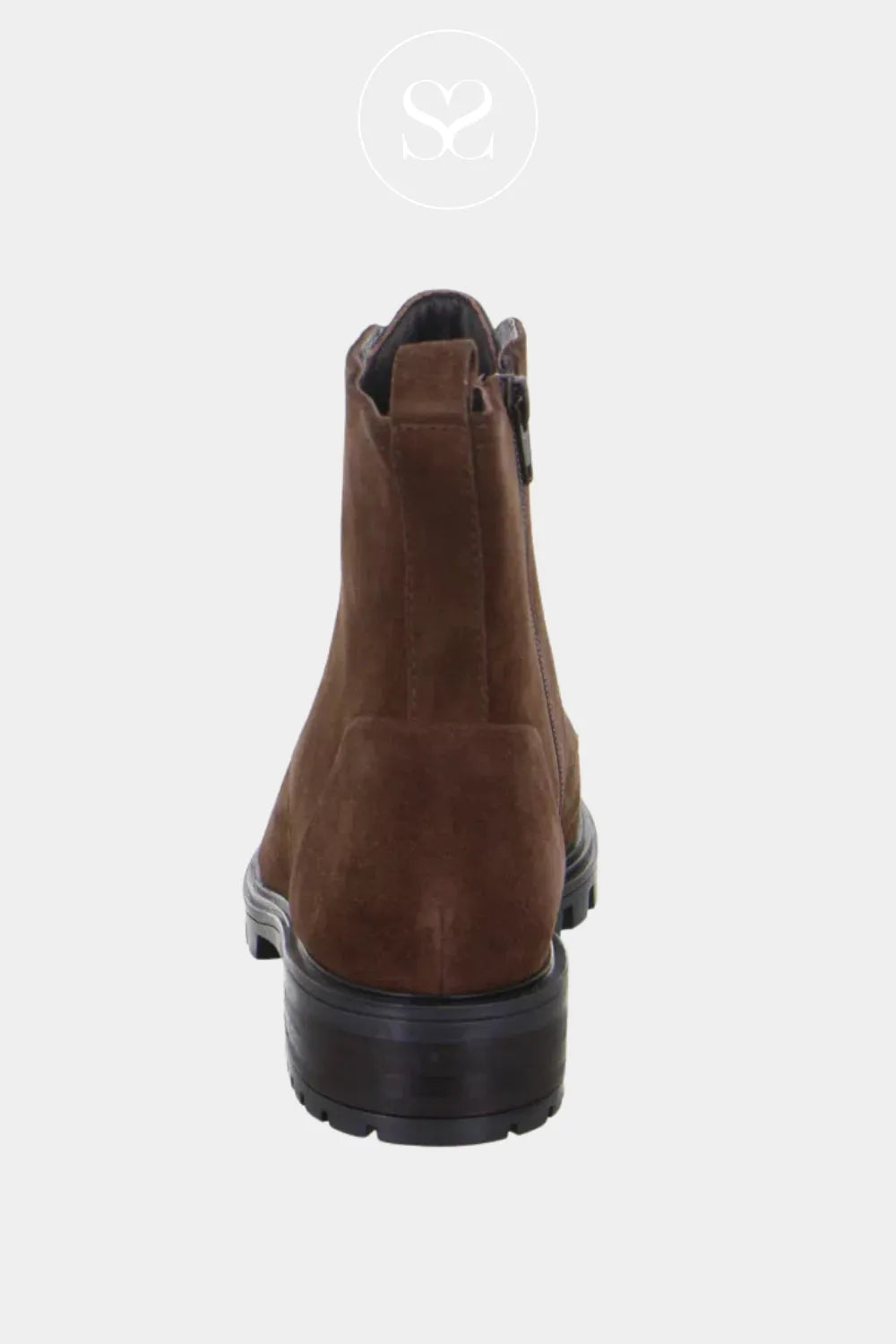 ARA BROWN SUEDE FRONT ZIP ANKLE BOOTS 12-29520