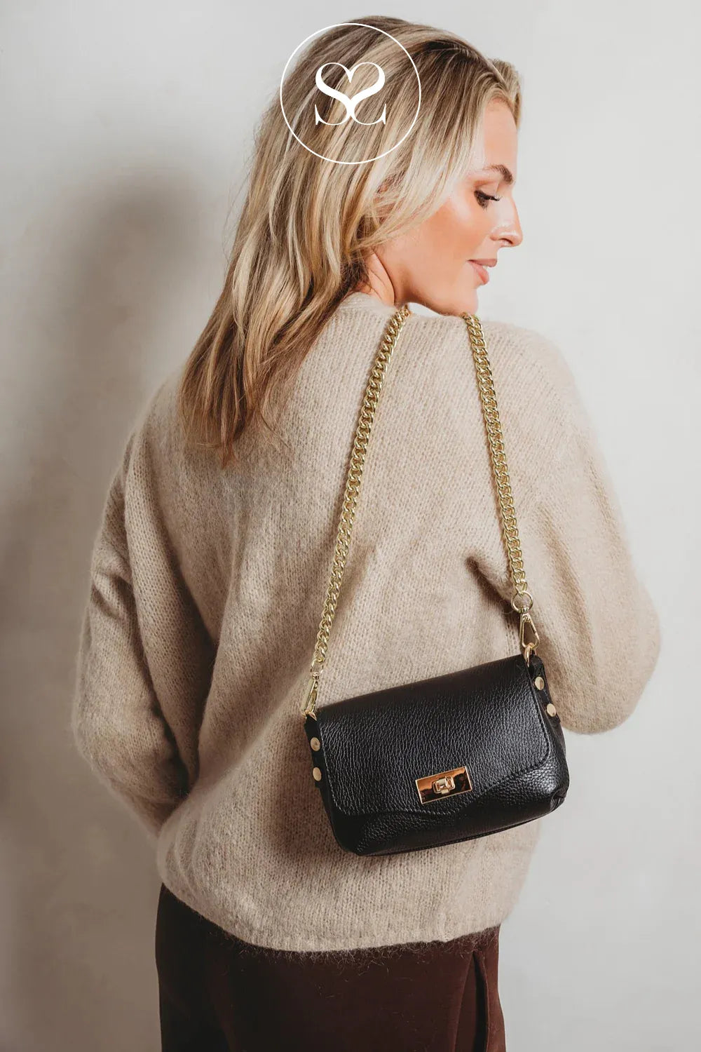 ELIE BEAUMONT - BLACK CROSSBODY BAG - TWIST REGULAR