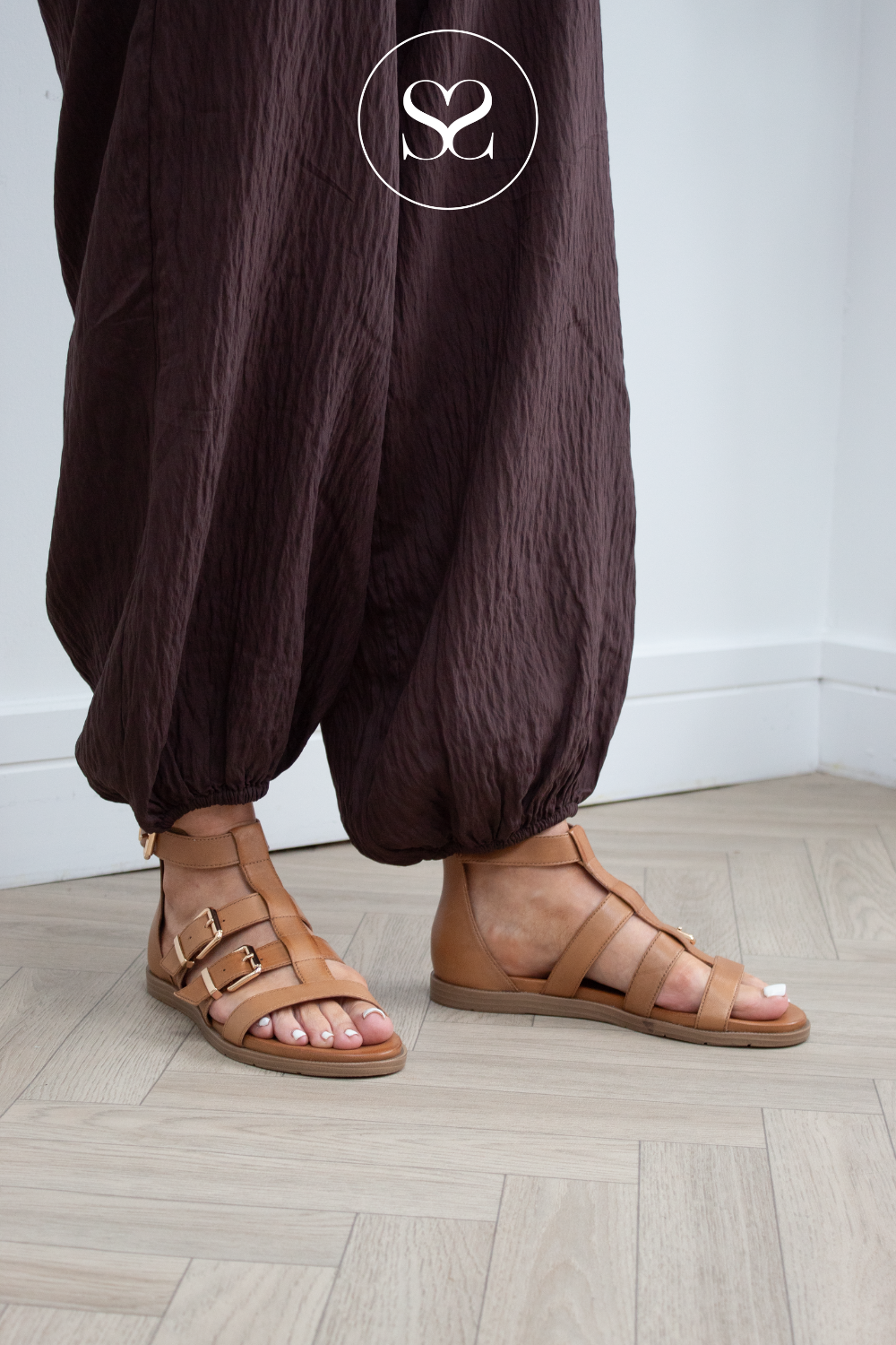 Tamaris Tan Flat Gladiator Sandals 1-28125-46