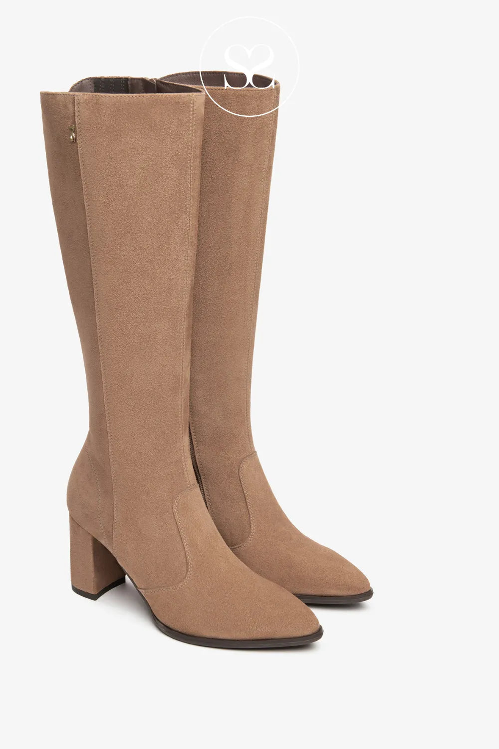 NERO GIARDINI CAMEL SUEDE BLOCK HEEL KNEE HIGH BOOTS I514344D IRELAND