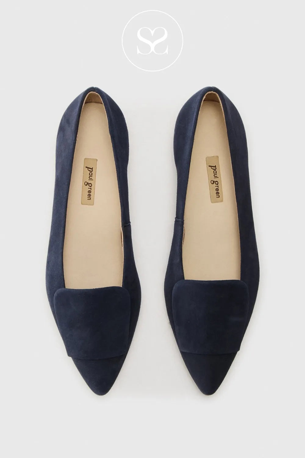 PAUL GREEN NAVY SUEDE POINTED TOE PUMPS - 3792 IRELAND
