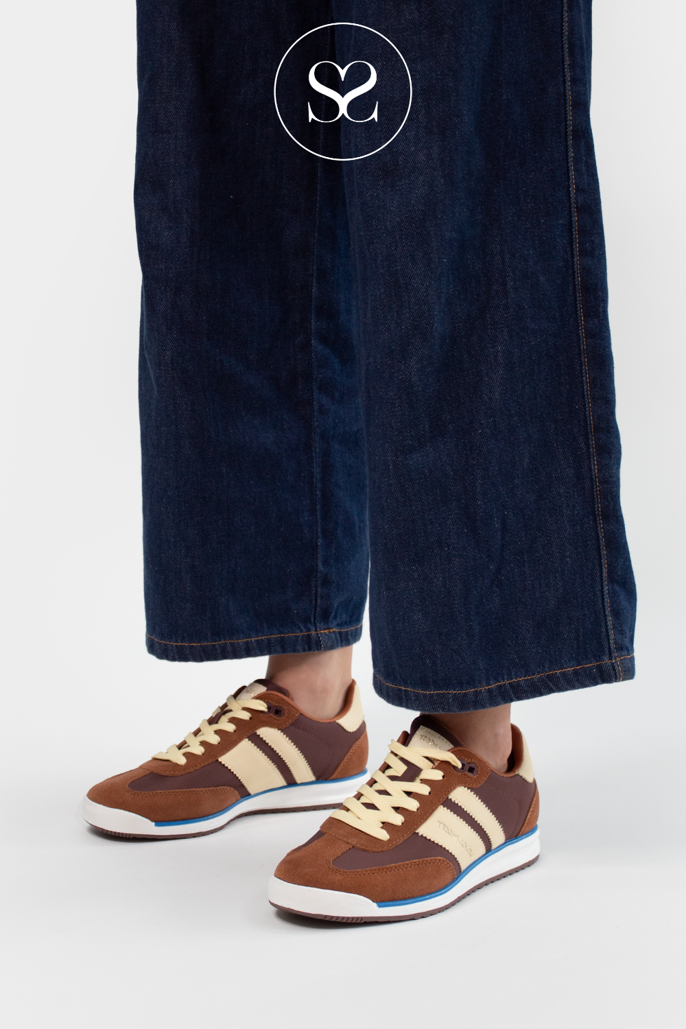 TEDDY SMITH BROWN YELLOW RETRO SPORTY TRAINERS - 120320
