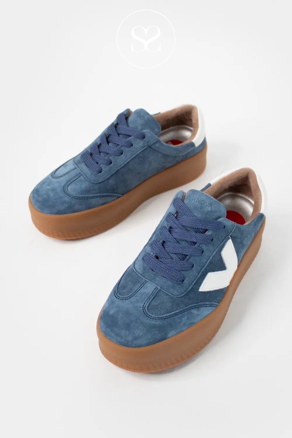 DRILLEYS BLUE (COBALT CRYSTAL) CHUNKY FLATFORM TRAINERS - EIGHTY FOUR FOR WOMEN WITH SUPPORTIVE REMOVABLE INSOLE FOR A CUSTOM FIT
