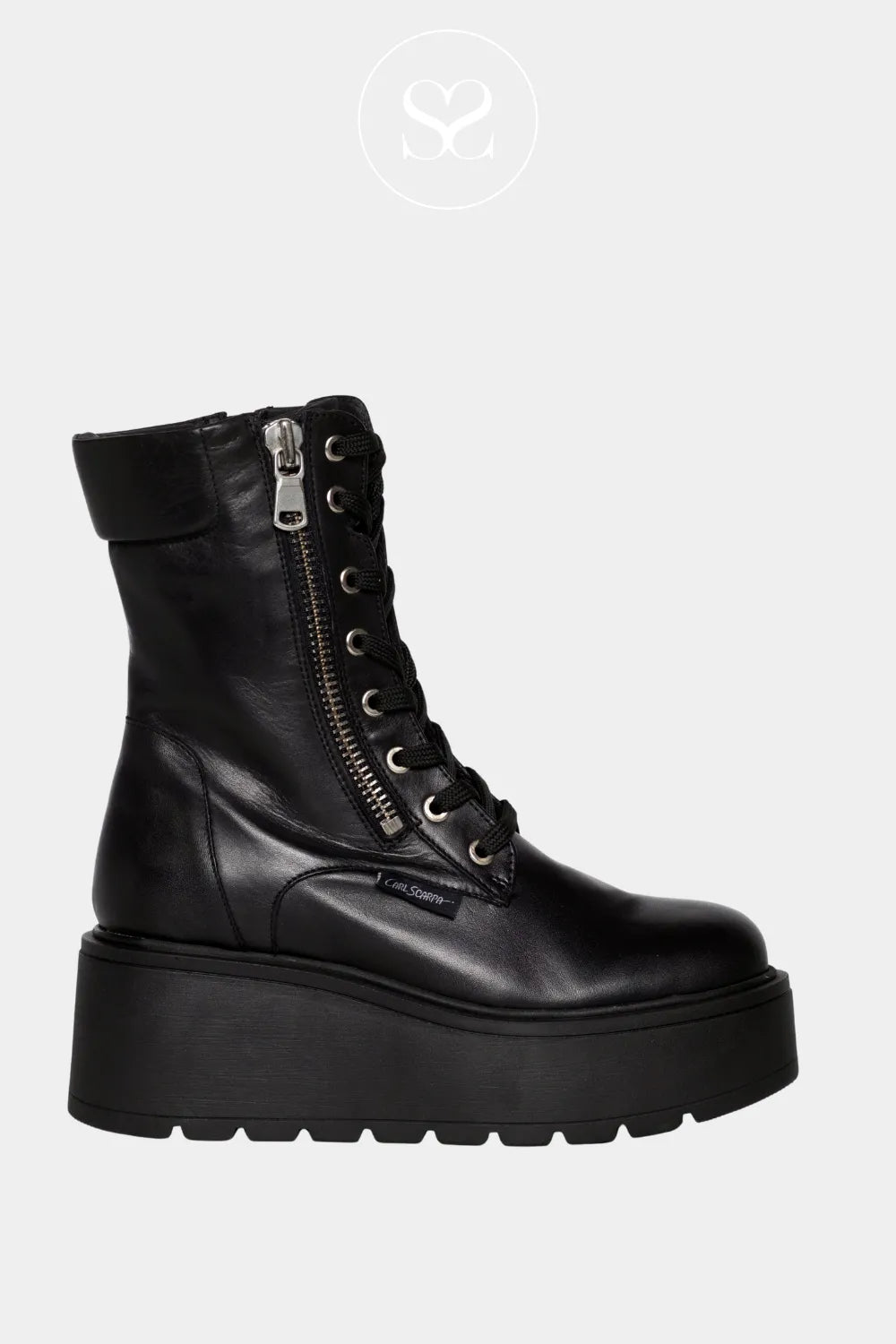 CARL SCARPA BLACK WEDGE MILITARY BOOTS SABBATI