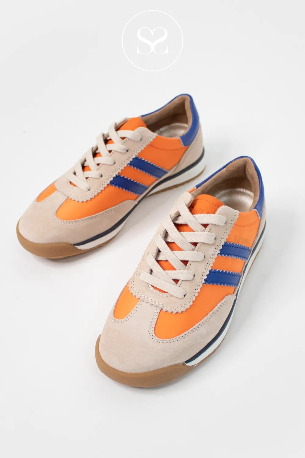 Drilleys Orange Low Profile Trainers- Seventy Three made from ethical vagan material