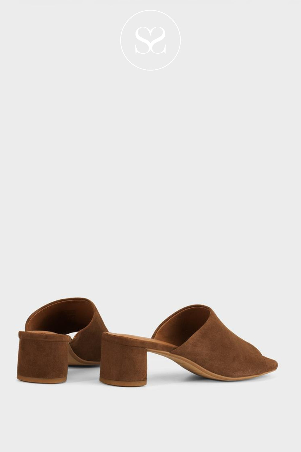 comfortable brown suede heeled mule sandals from Vagabond in Ireland
