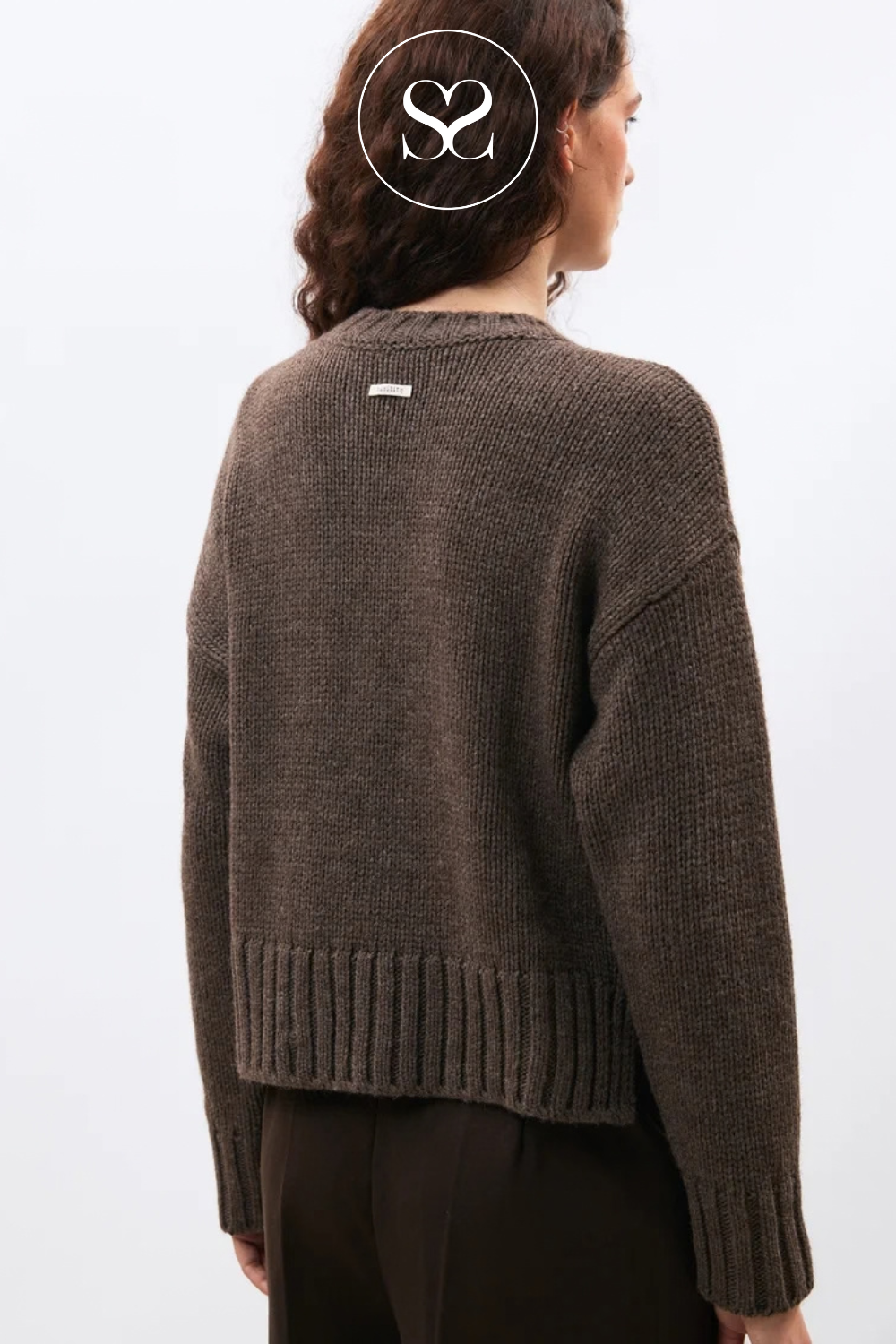 Dark Taupe Knitted Jumper - Curtam