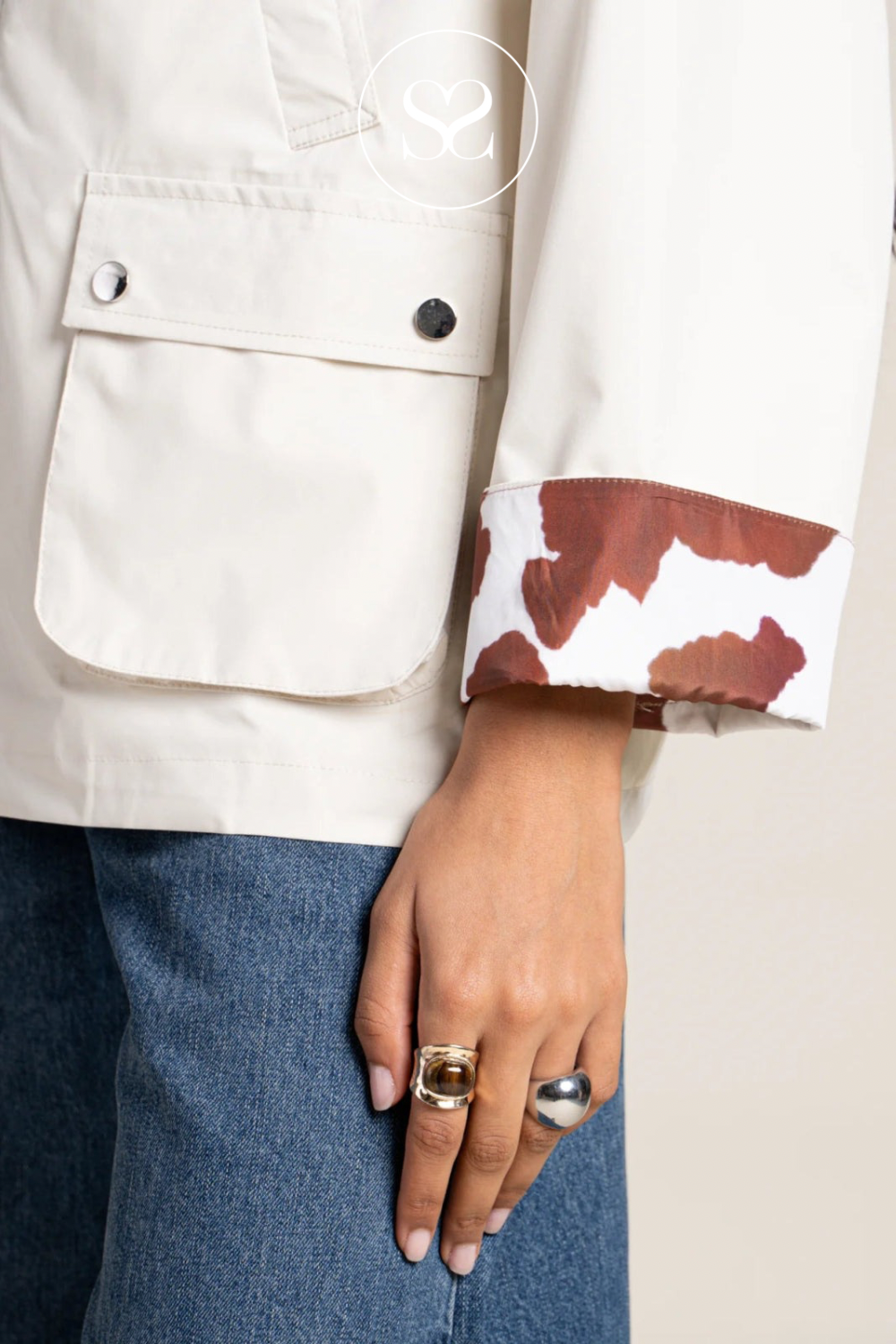 Flotte Cream Waterproof Short Parka Jacket - Archives