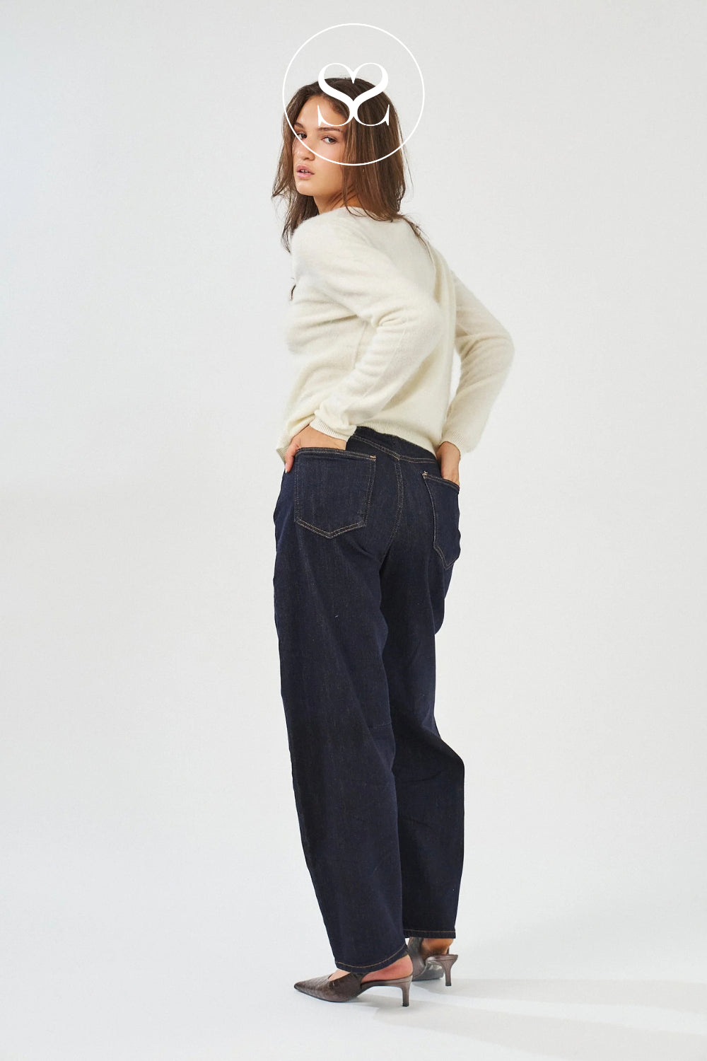 Dark Denim Barrel Jeans - Louisa