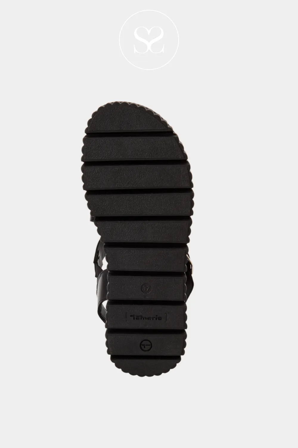 Tamaris Black Chunky Gladiator Flat-form Sandals 1-28705-44