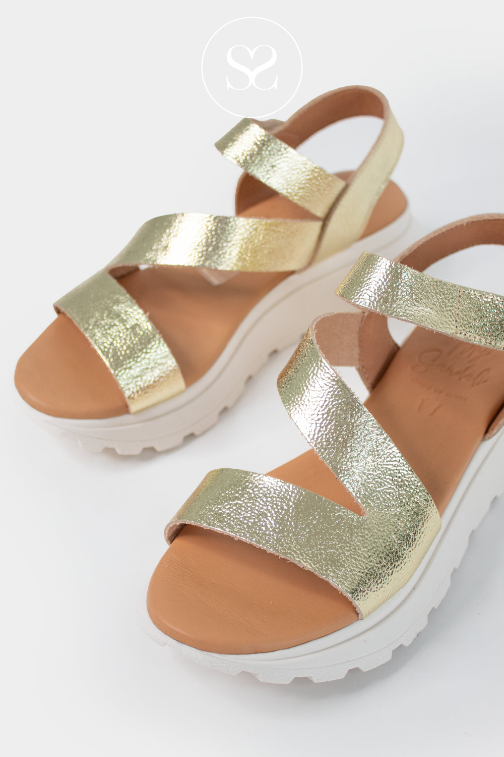 Oh My Sandals Gold wedge Walking Sandals 5955
