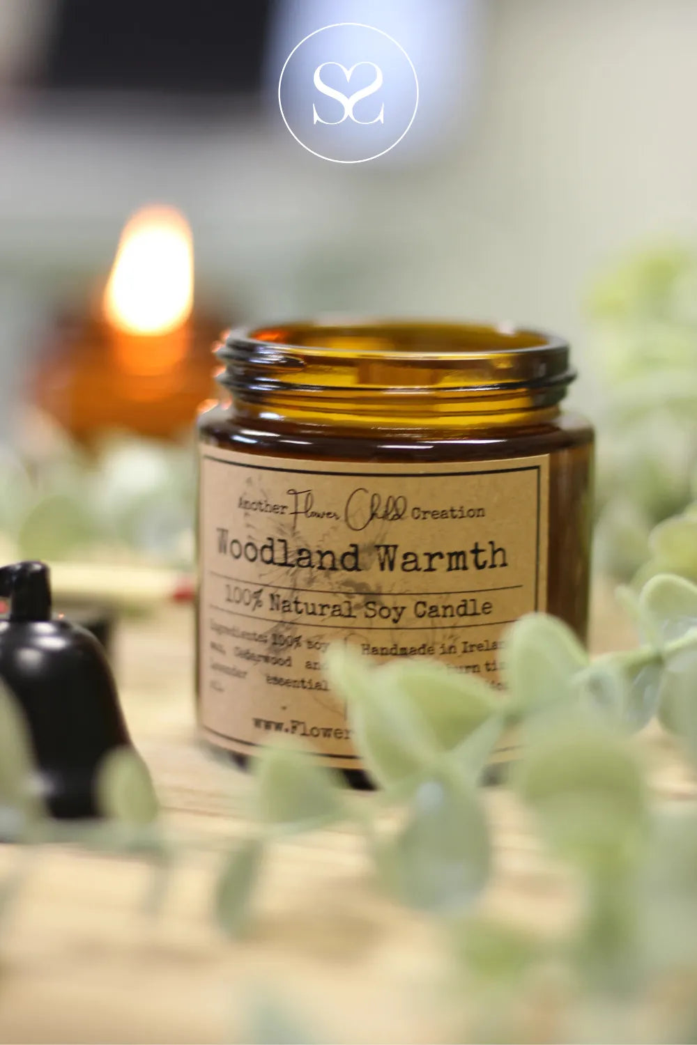 FLOWER CHILD CANDLE - WOODLAND WARMTH Handmade in Ireland 